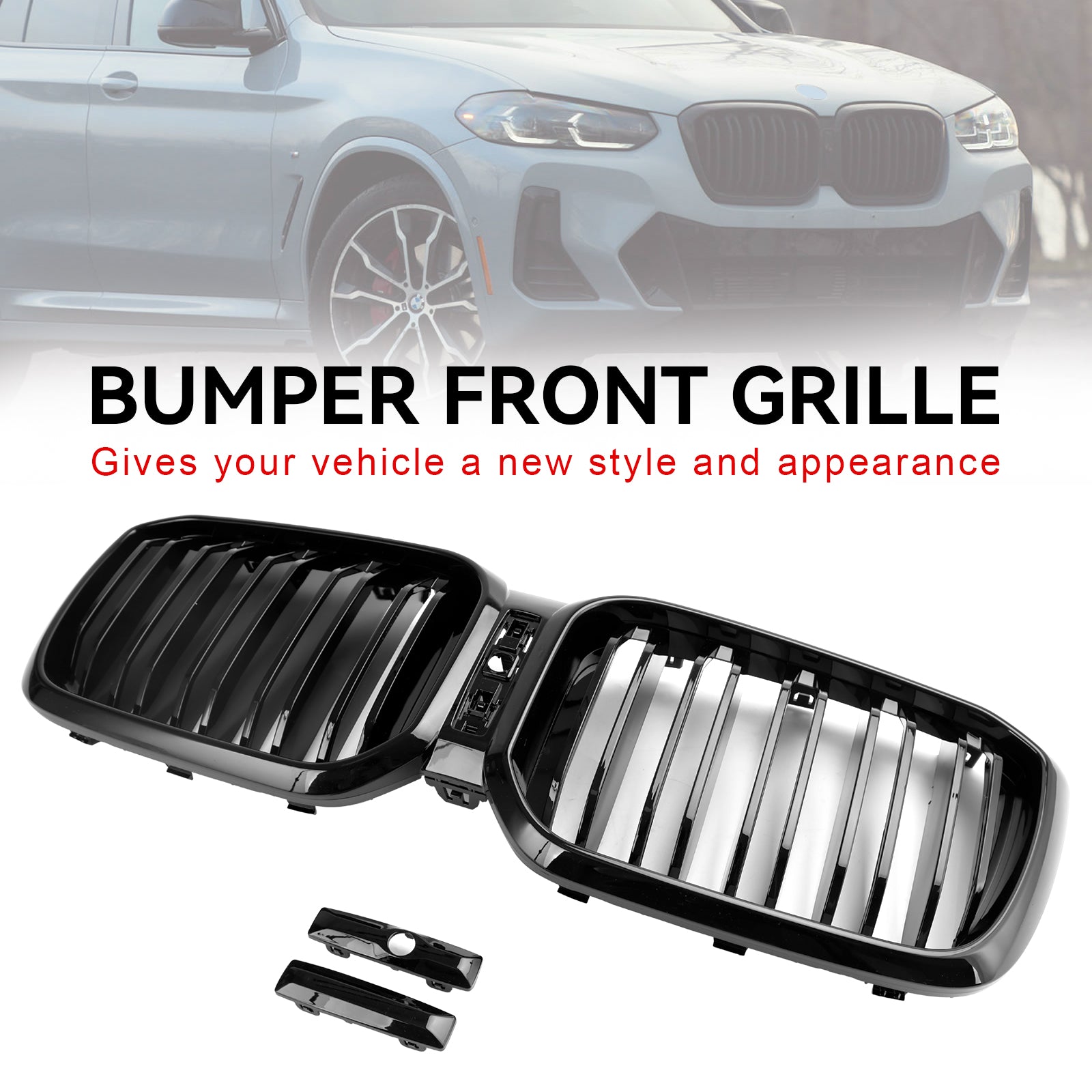2022 2023 BMW X3 X4 G01 G02 Gloss Black Front Kidney Grill Grille