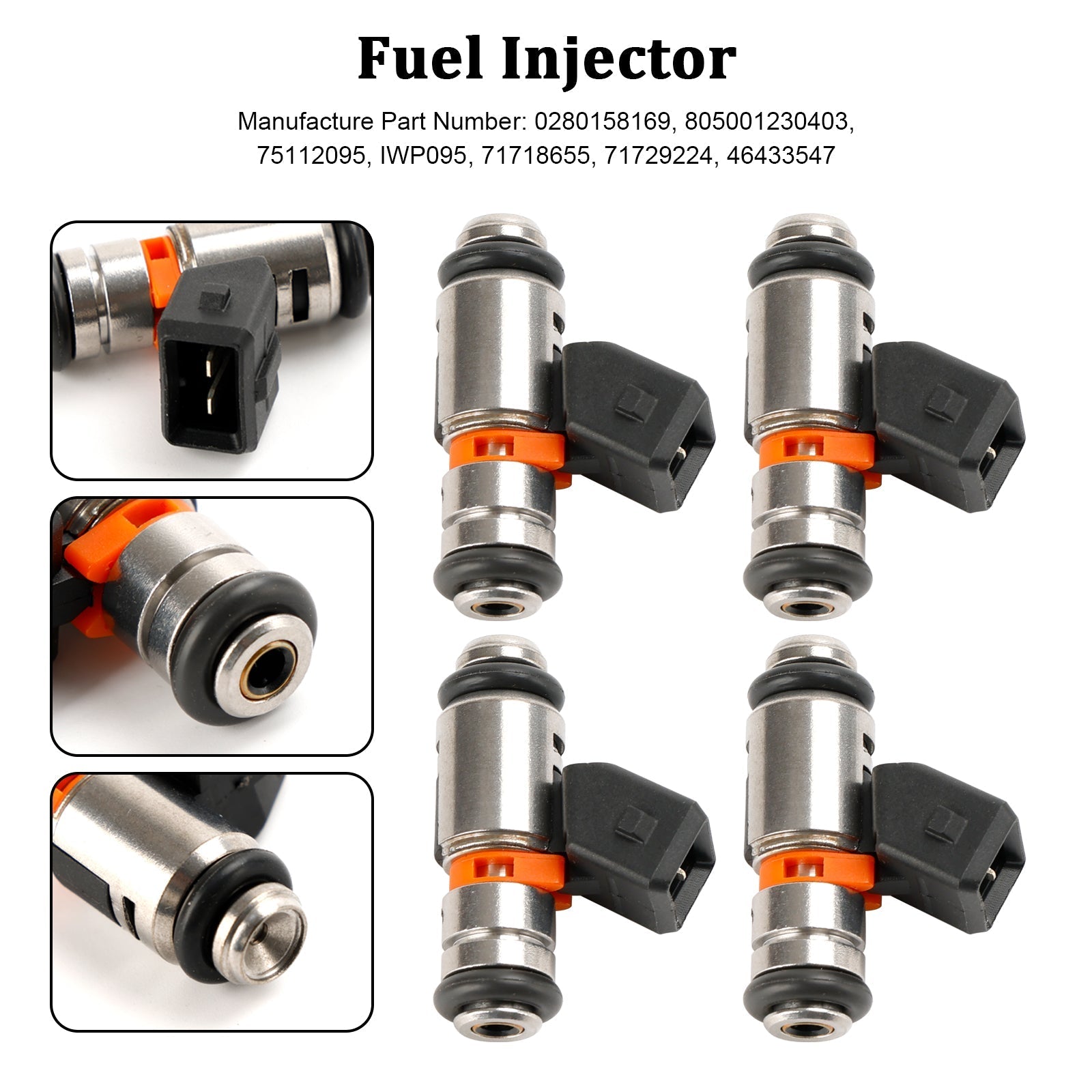 1999-2001 Fiat Strada 4PCS Fuel Injector IWP095 0280158169 805001230403 Generic