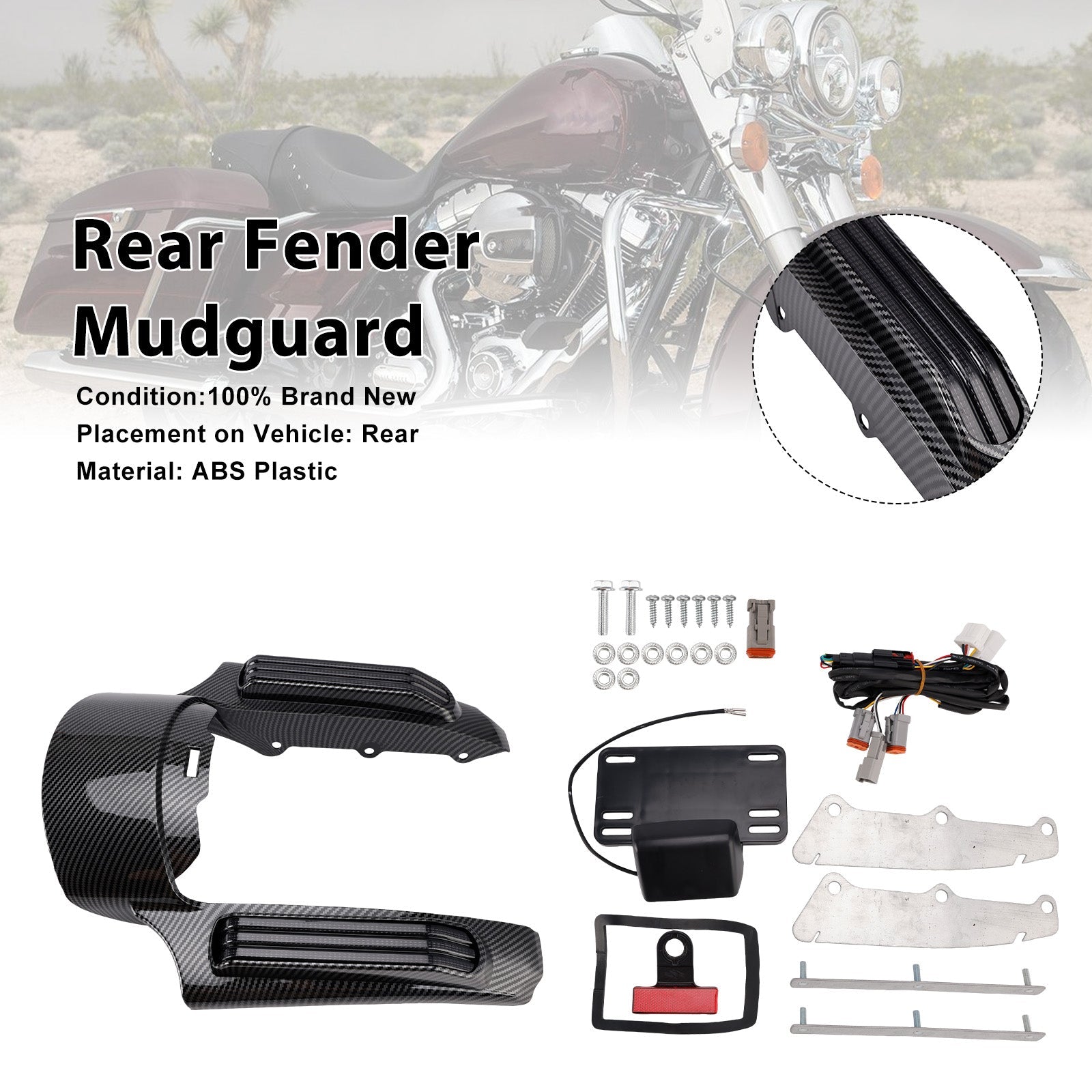 Rear Fender LED Light fit for Touring Road King FLHR Street Glide 2014+