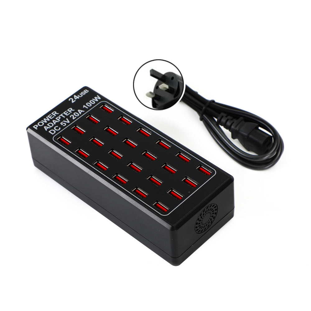 24 Port 100W (20 A) Multi USB Charging Station Multiple USB Desktop Chargers UK Plug