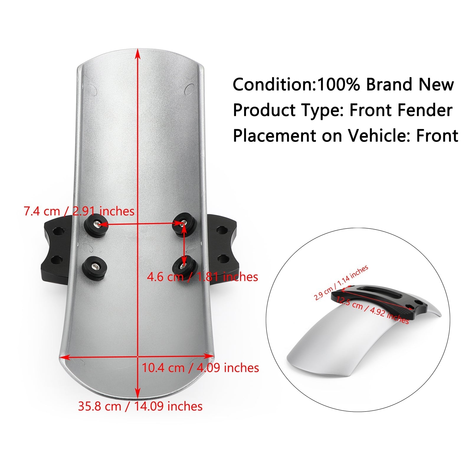 2016-2019 BMW R NINE T Scrambler Front Fender Mudguard Silver