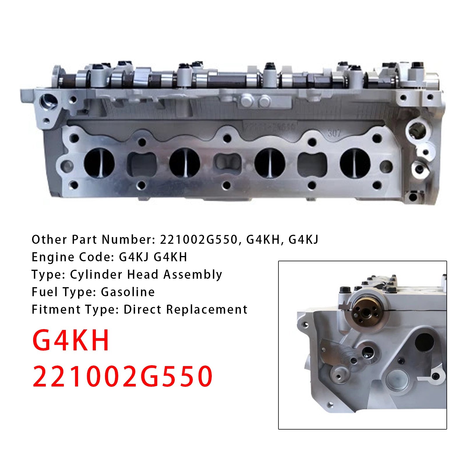2014-2019 Hyundai Tucson 4-Door 2.4L Cylinder Head Assembly G4KH 221002G550 CPW13893