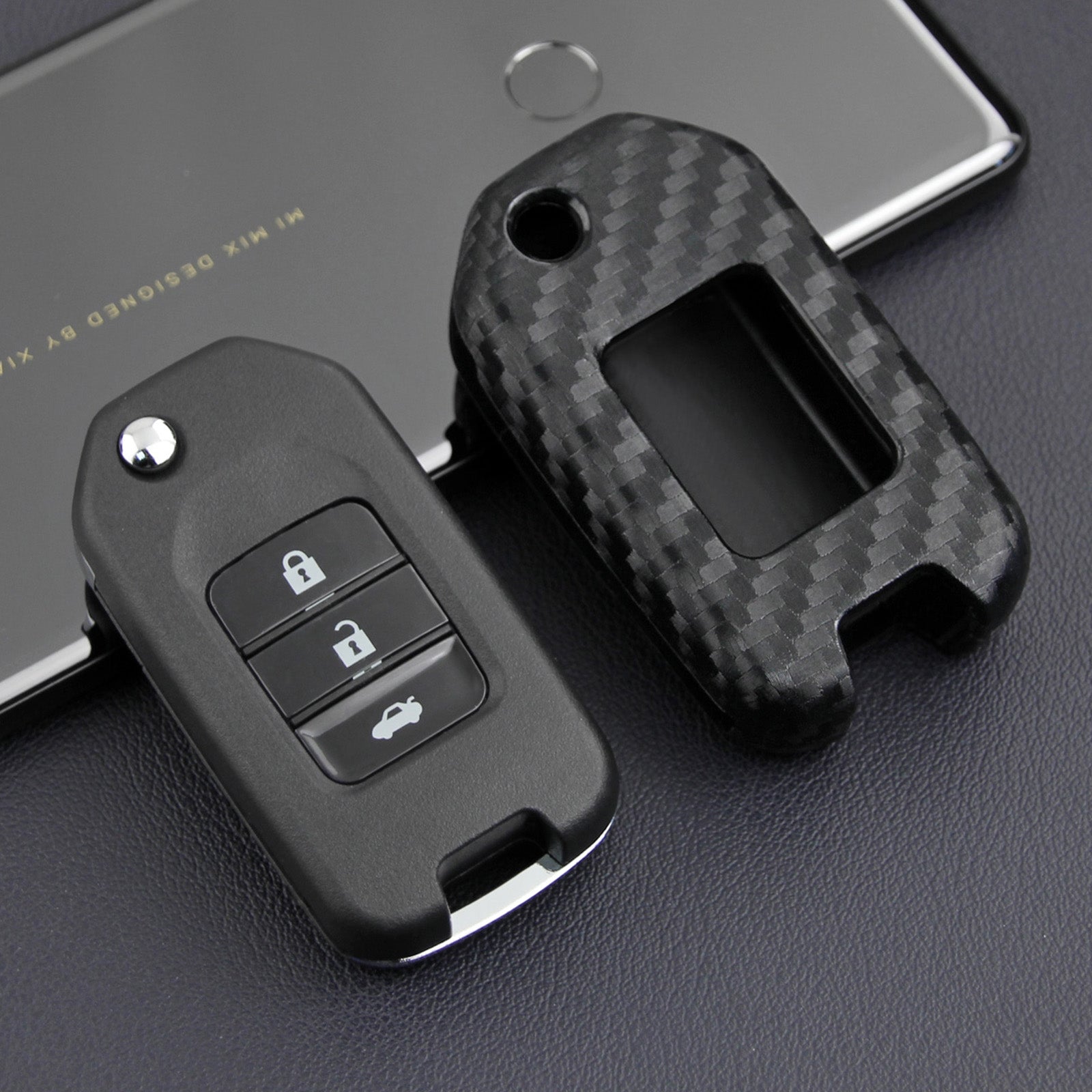 Leather Silicone Car Key Case Cover With Buckle For Honda Accord
