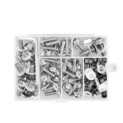 158Pcs Sportbike Windscreen Fairing Bolts Kit Fastener Clips Screws Silver