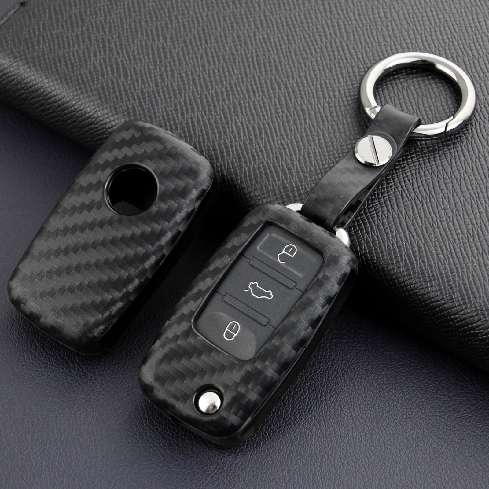Leather Silicone Car Key Case Cover With Buckle For Volkswagen Golf MK6