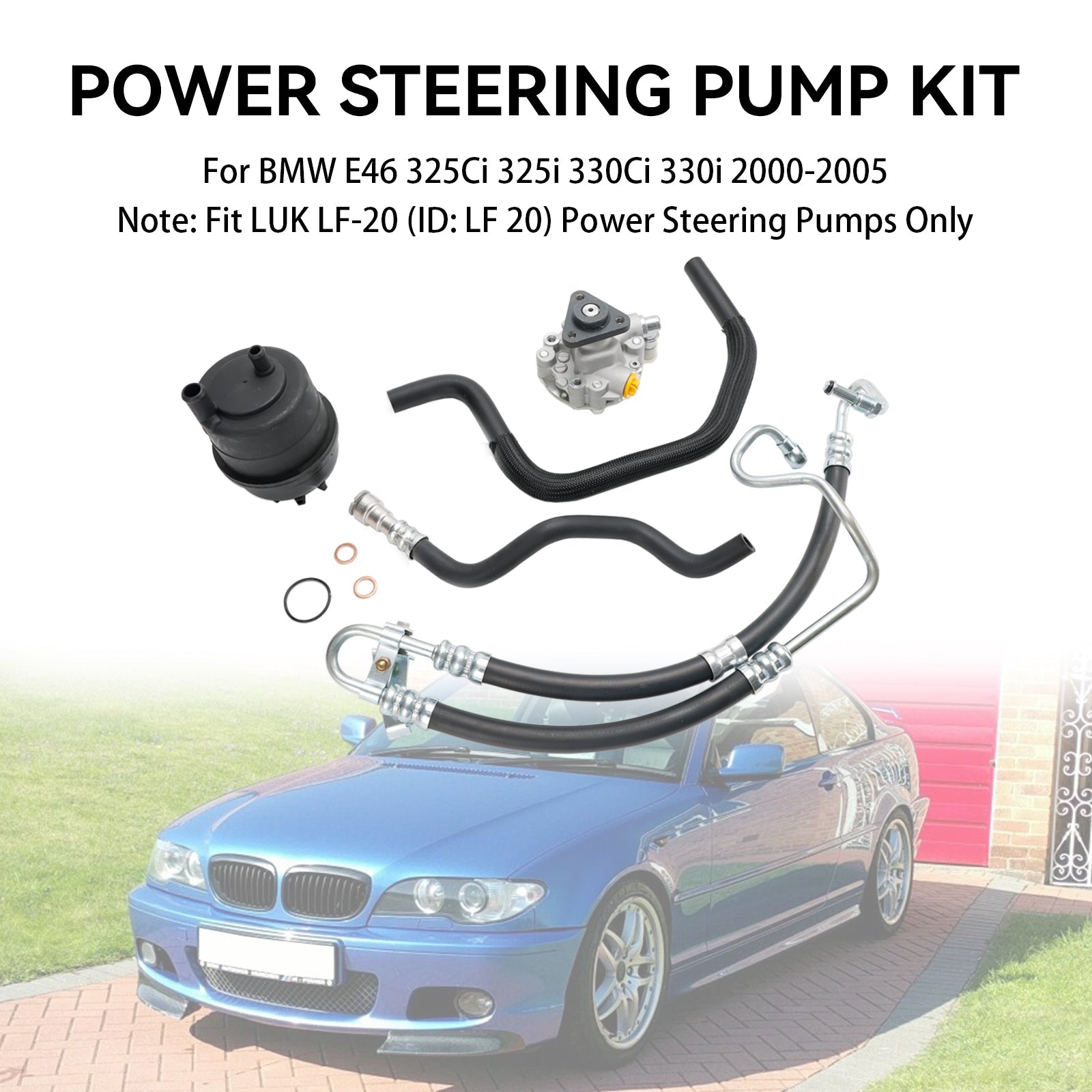 2001-2005 BMW E46 323i 325i 328Ci 328i 330i Power Steering Pump Kit 553-58945 32416760036 Generic
