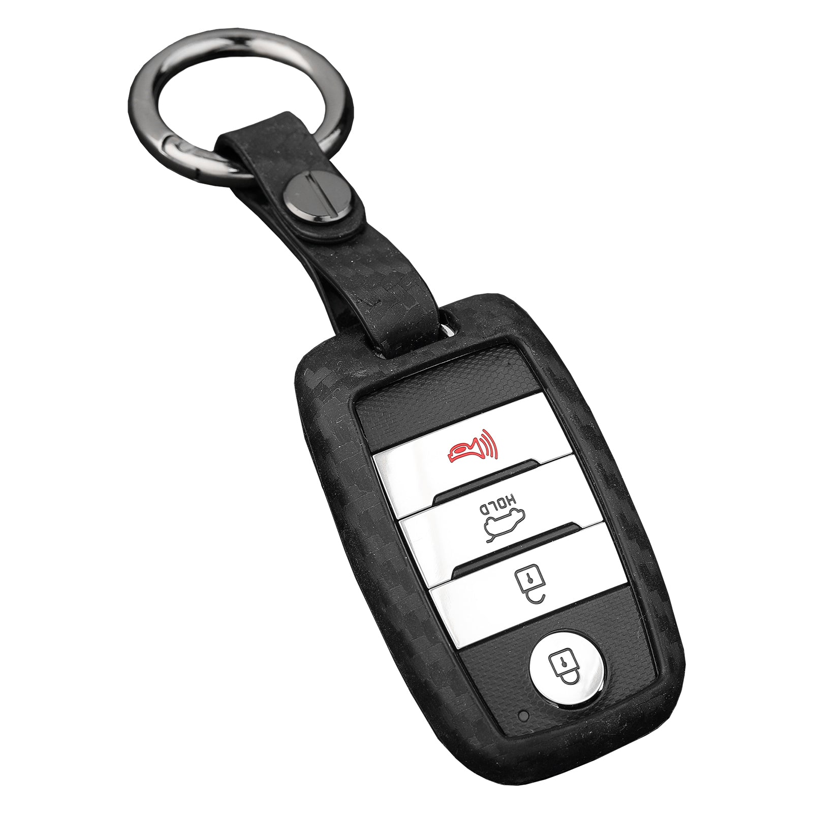 Leather Silicone Car Key Case Cover With Buckle For Kia