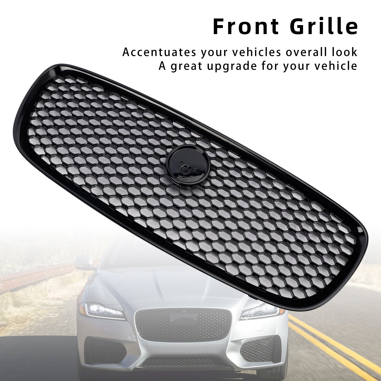 Jaguar XF 2016-2019 XF-R Style Front Bumper Grill Grille Gloss Black