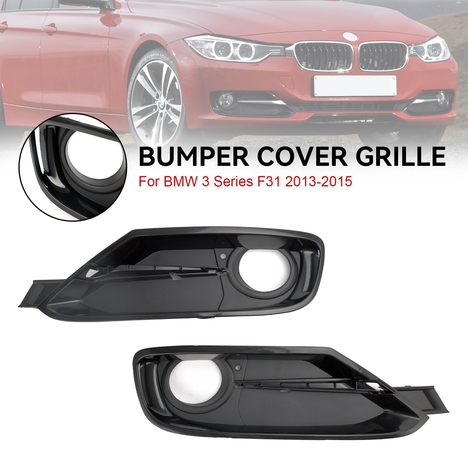 2014-2015 BMW 328d 328d xDrive 2PCS Front Bumper Fog Light Grille Covers 51117300739