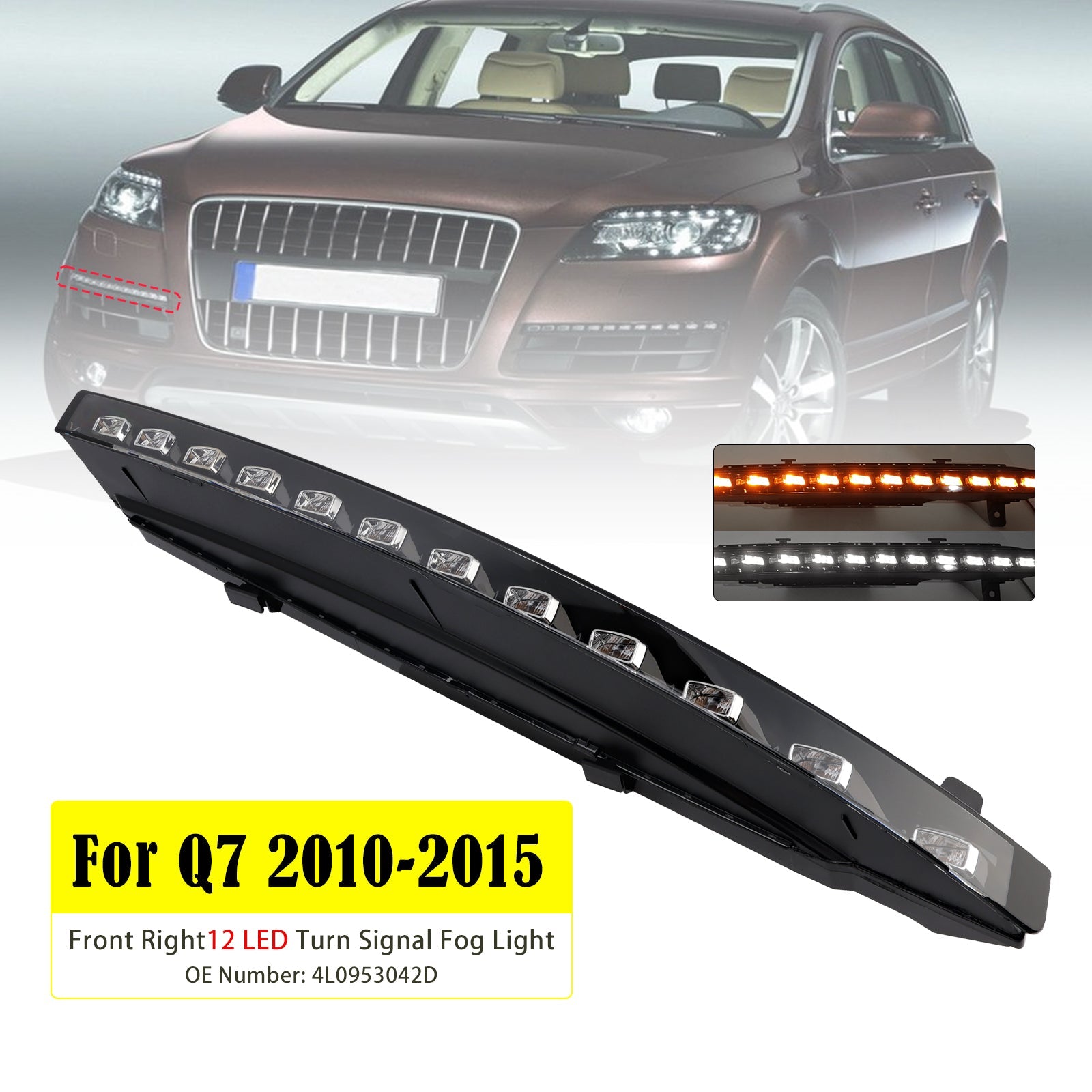 2010-2015 Audi Sport Version Q7 Front Right 12 LED Turn Signal Fog Light 4L0953042D