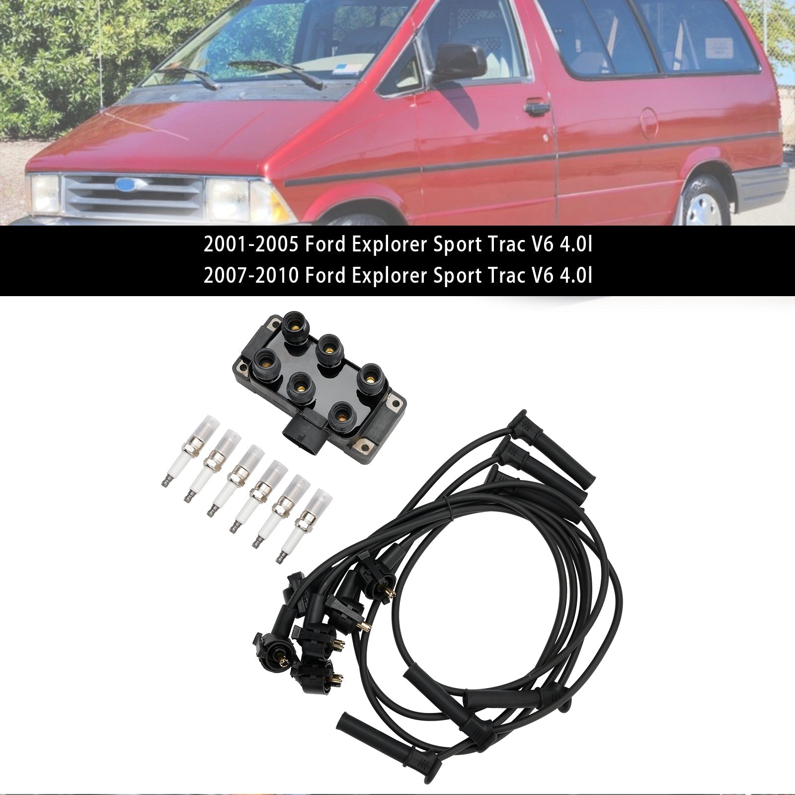 1991-1994 Mazda Navajo V6 4.0l Ignition Coil+6 Spark plug+6 Wire FD480 DG452 90TF12029A