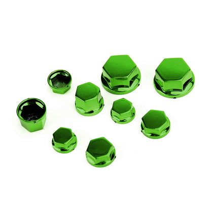 30pcs Motorcycle Green Plastic Hexagon Socket Screw Covers Bolt Nut Cap Cover