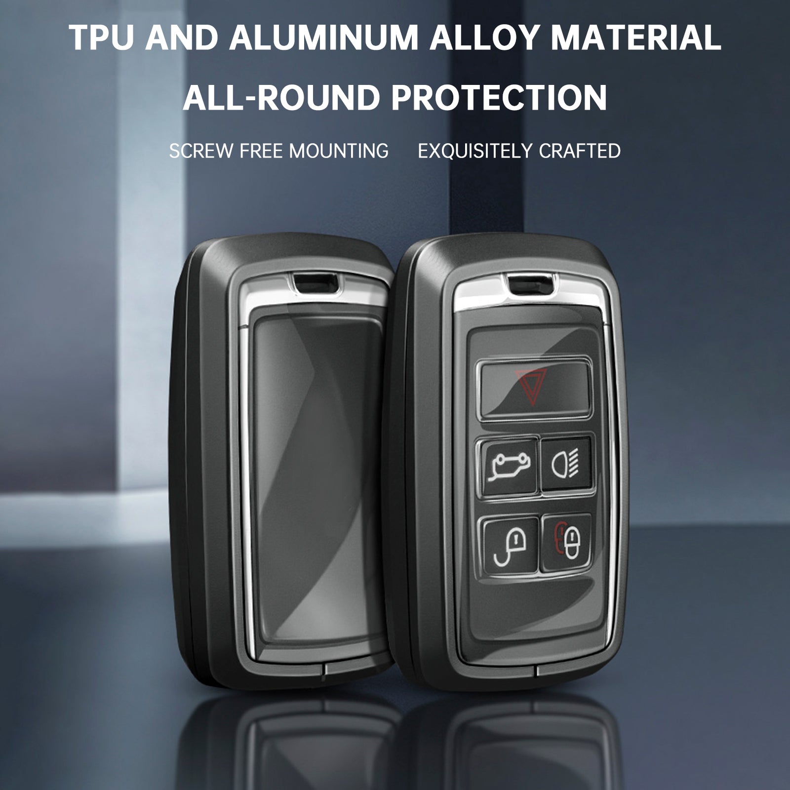 Land Rover Alloy Aluminum TPU Soft Film Car Key Black Case Cover