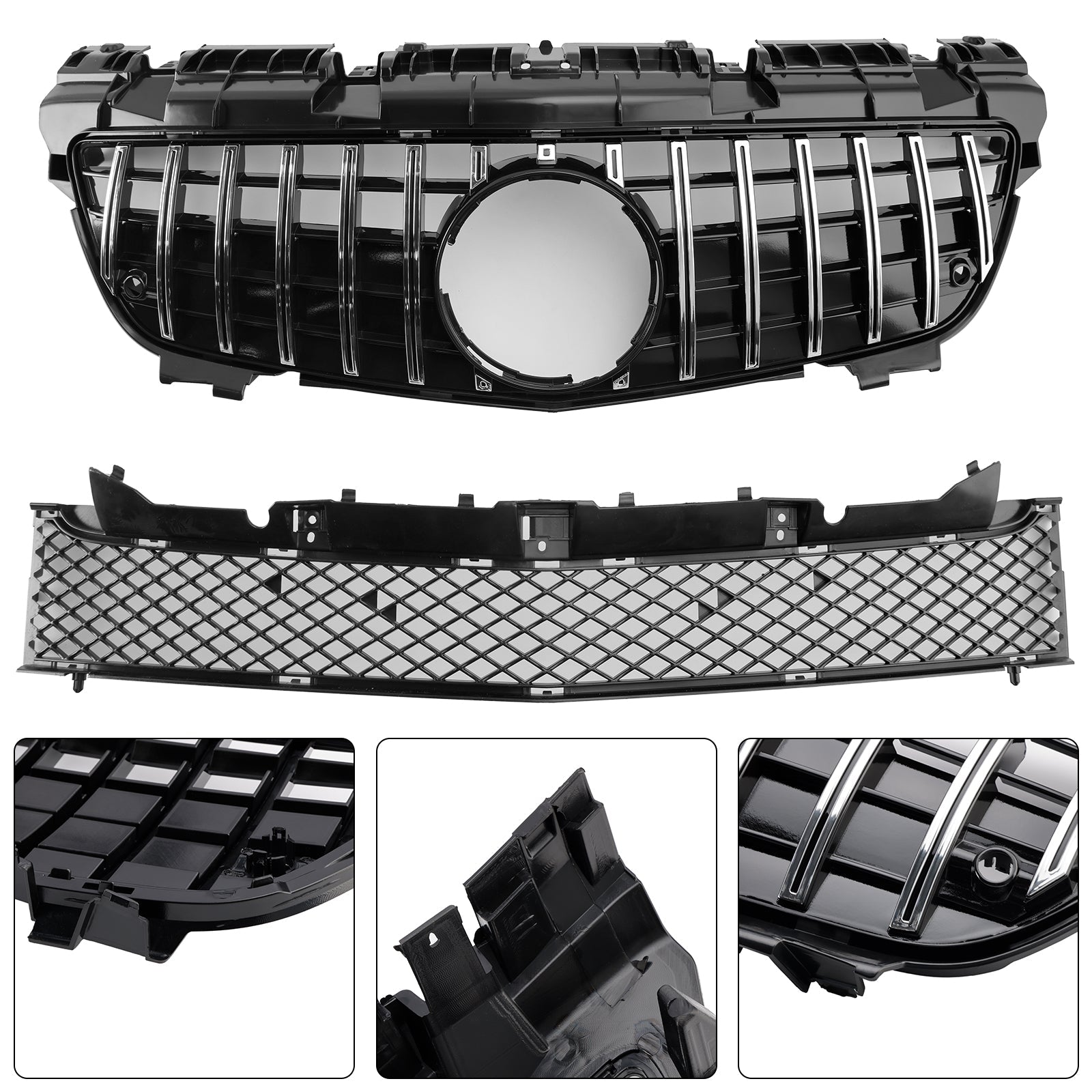 2011-2016 Mercedes-Benz SLK-Class R172 SLK55 Pre-Facelift Chrome Front Upper Lower Grille Fit Mercedes SLK-Class R172 SLK55