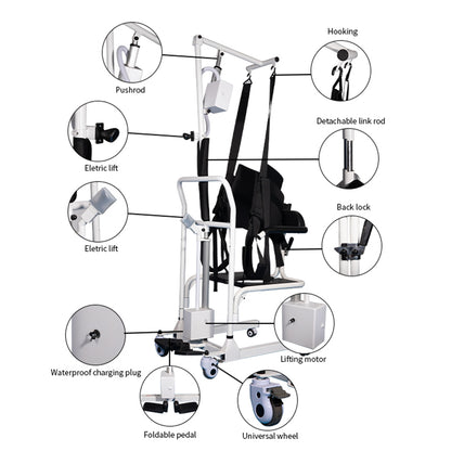 Electric Transfer Chair Patient Lift (4 in 1) for Home  180° Split Seat 330 lbs Load-Bearing for Elderly Disabled Handicapped  Full Body Sling Portable