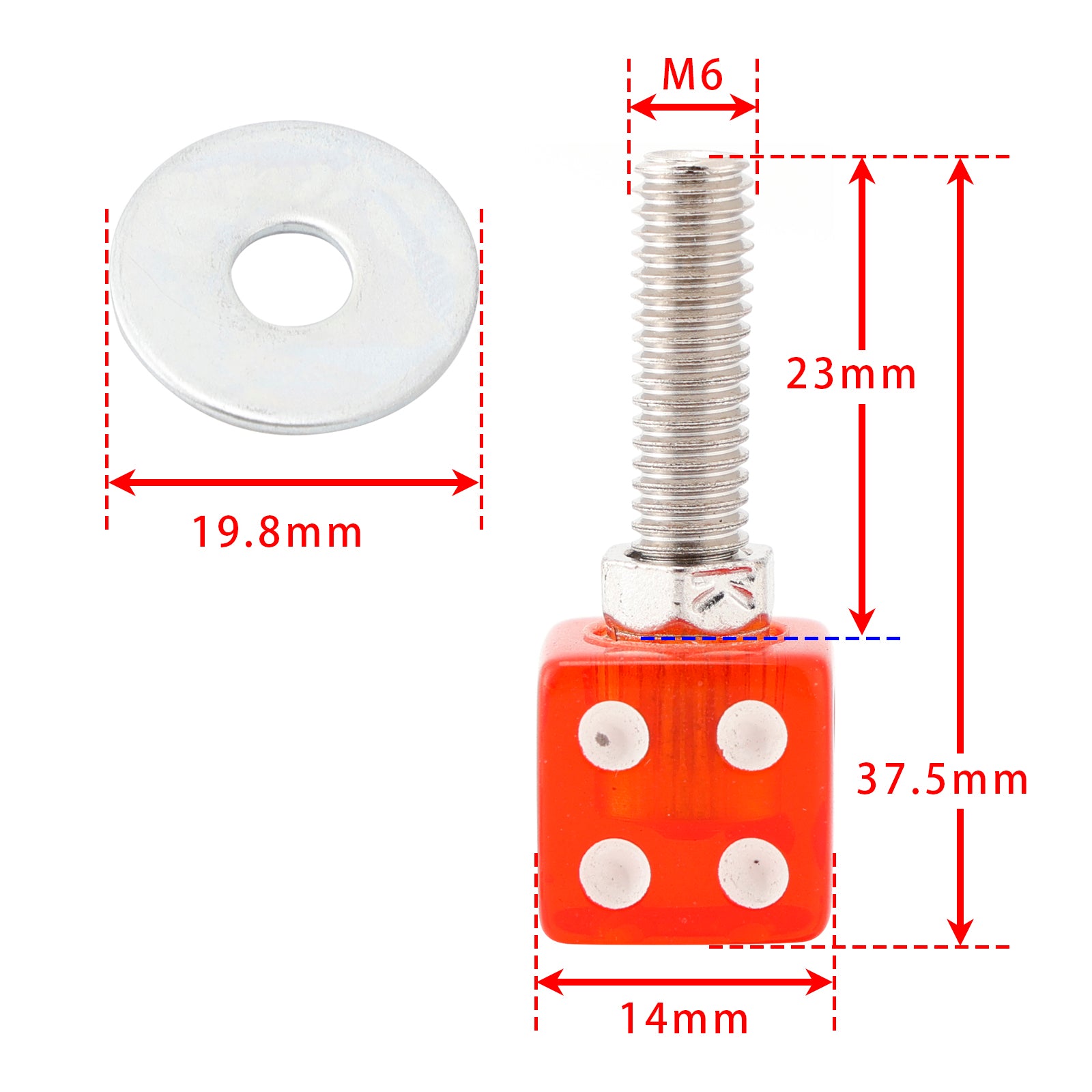 2x Motorcycle Bike Plastic Red Dice License Plate Bolt On Screw On Frame Nut