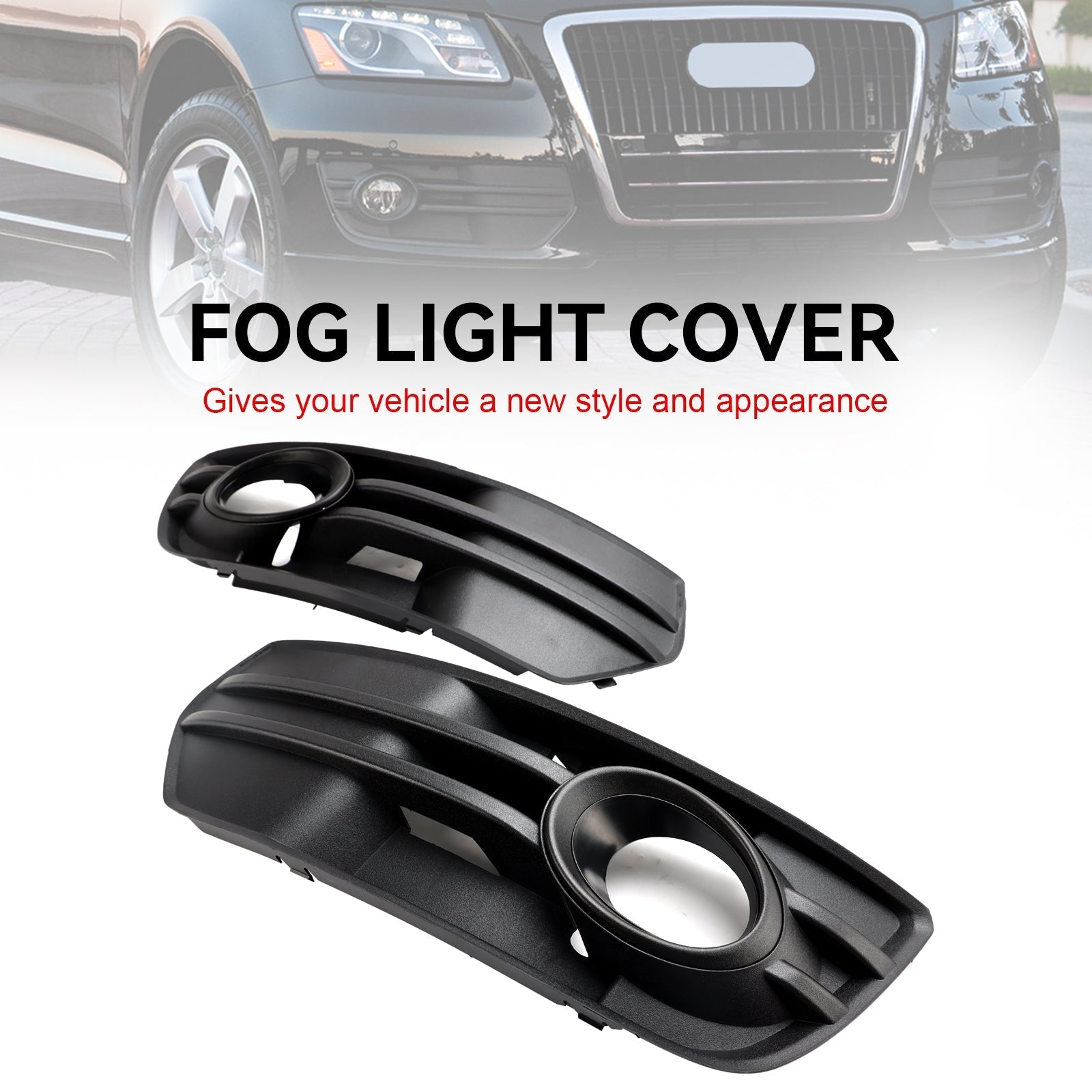 2009-2012 Audi Q5 2PCS Front Bumper Grill Fog Light Lamp Covers Trim Generic