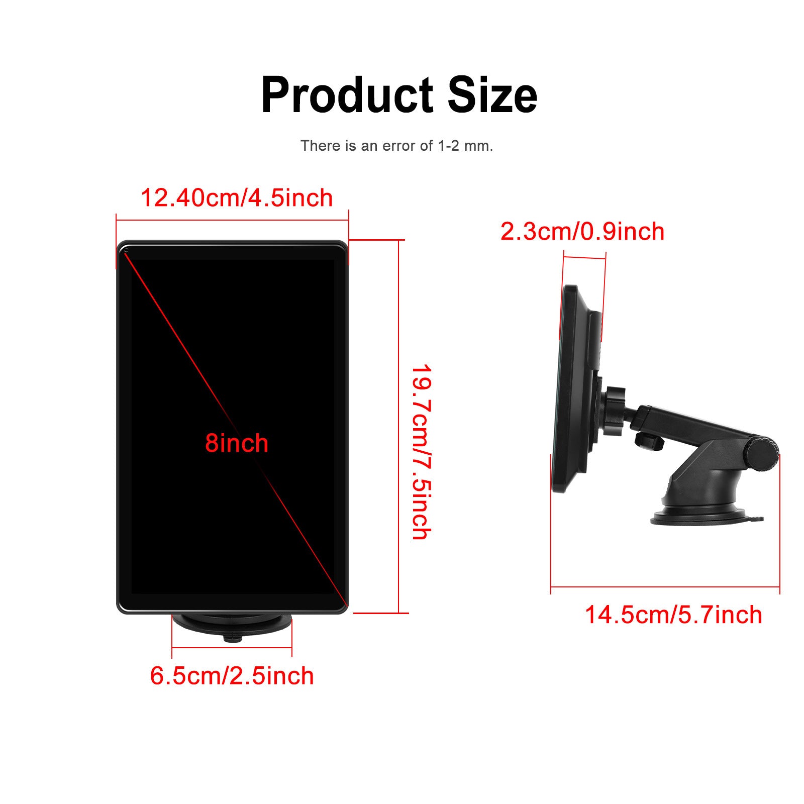 8" Touch Screen Apple CarPlay Android Auto Horizontal Vertical Switching Display