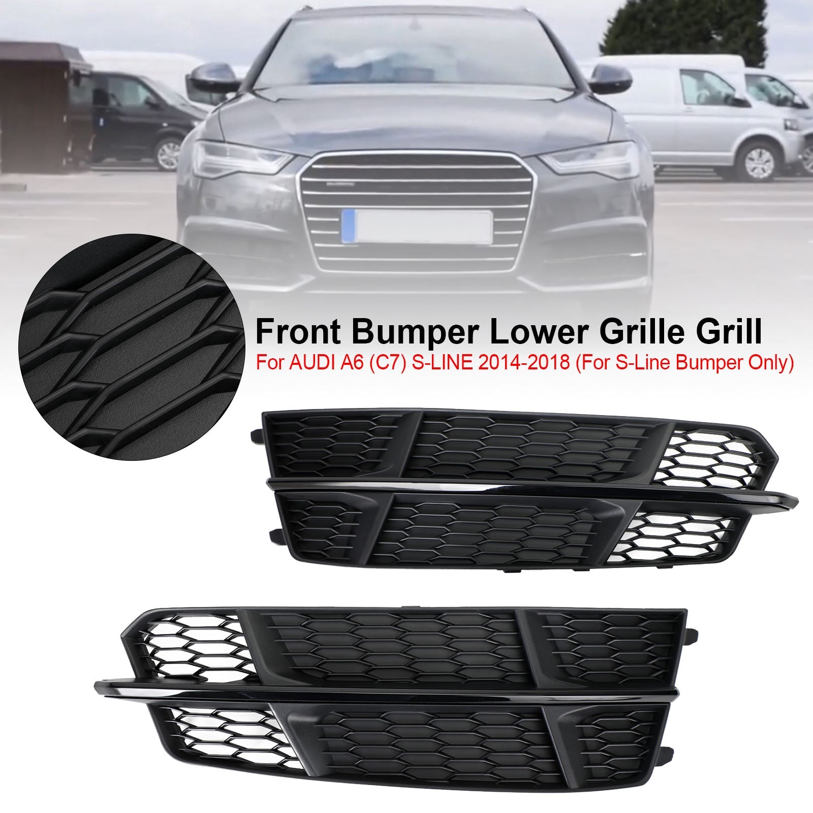 2016-2018 Audi A6 C7 S-Line Front Bumper Lower Grille Grill Matt Black