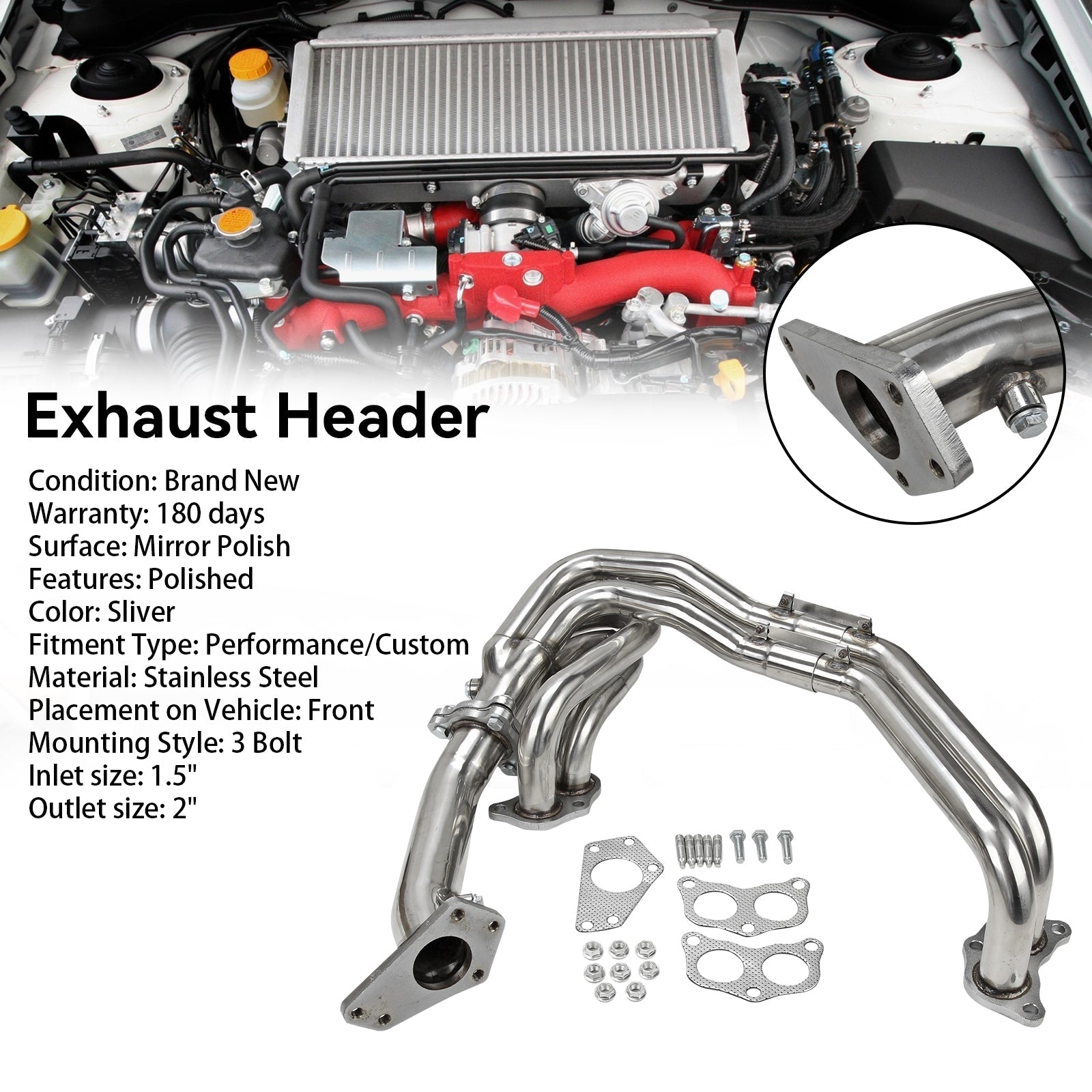 Exhaust Header Fit Impreza WRX/STI GDB GG EJ20/EJ25 02-06 Stainless Steel