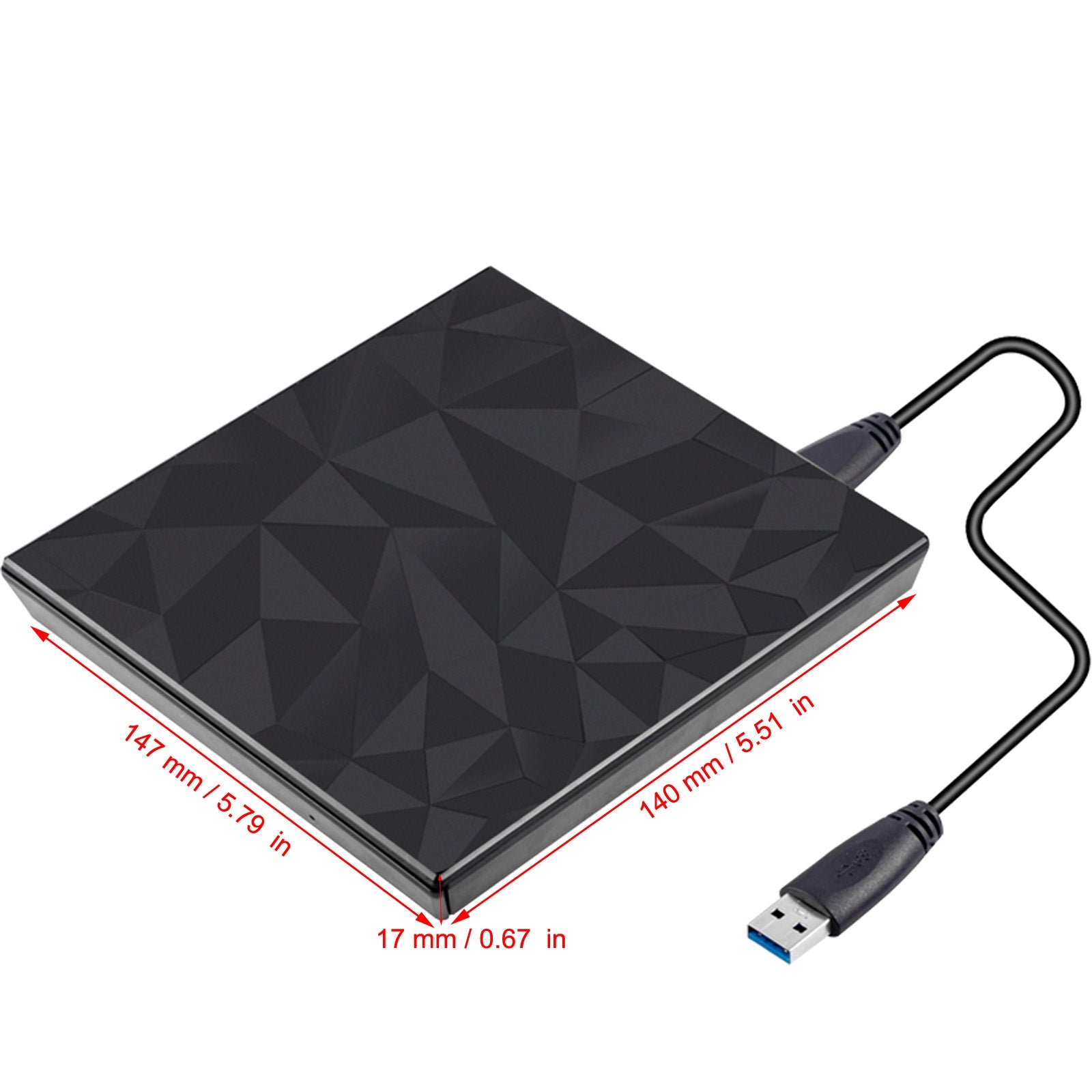 Slim External Cd Dvd Drive Usb3.0 Big Drill Face Writer Burner For Mac Laptop Pc