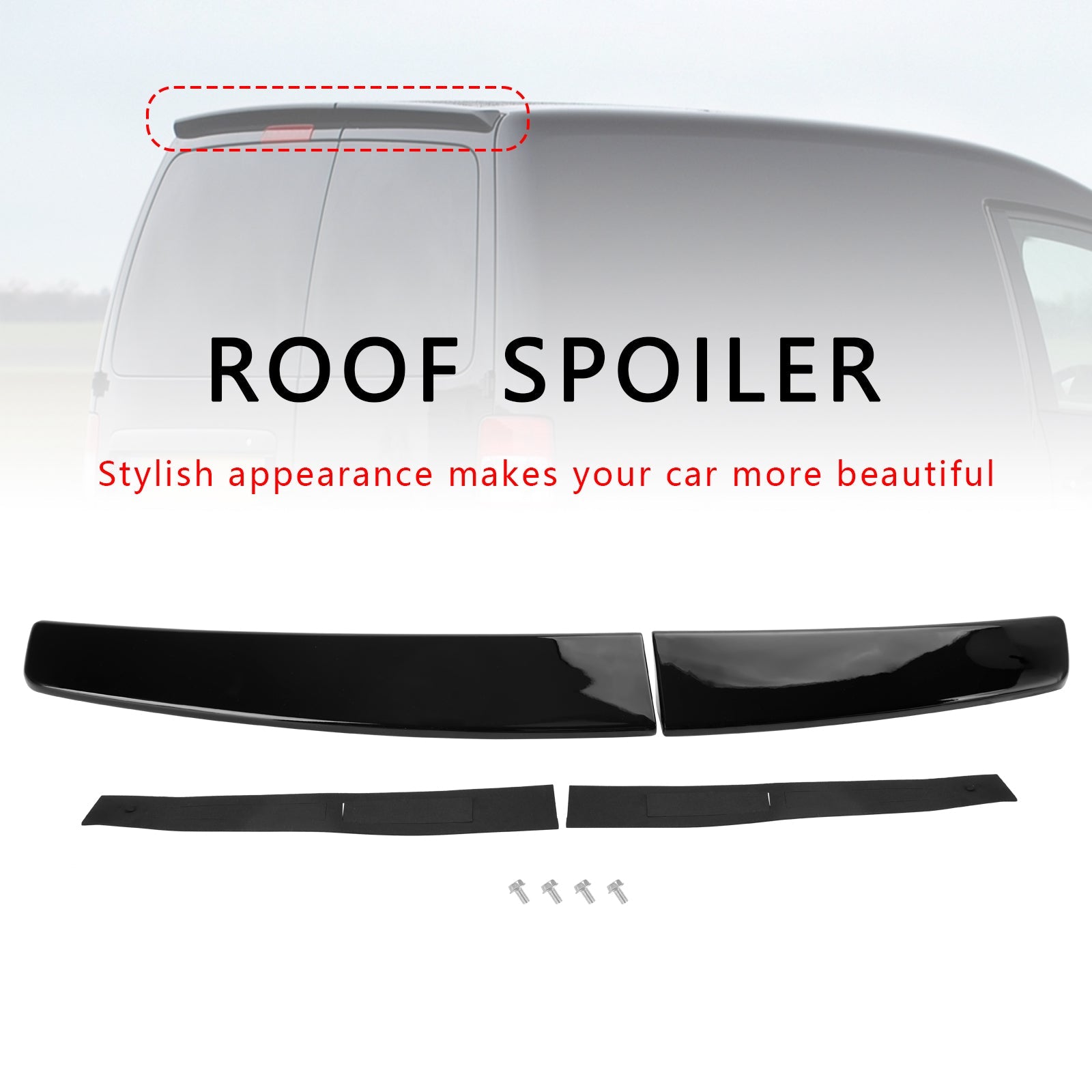 2005-2018 VW Caddy Maxi Gloss Black Rear Twin Barn Door Trunk Spoiler