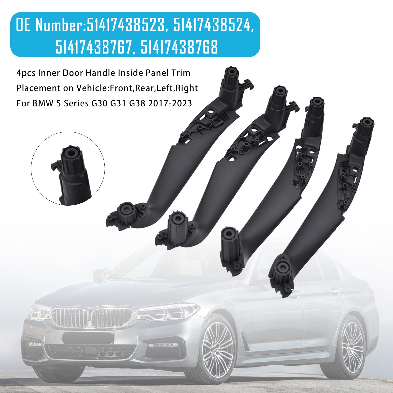 Inner Door Handle Inside Panel Trim For BMW 5 Series G30 G31 G38 2017-2023