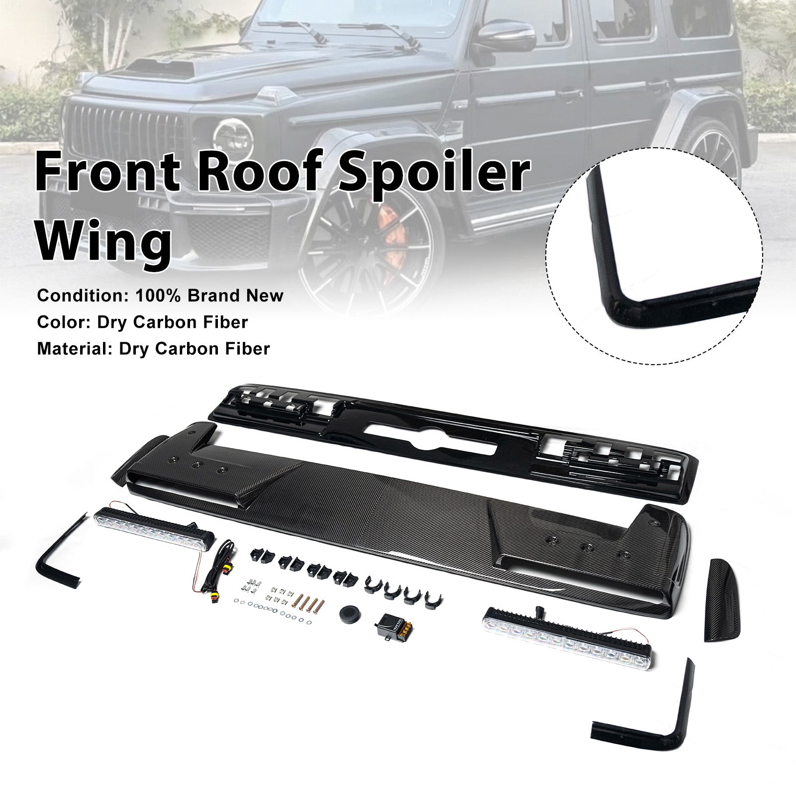2025+ Fit Mercedes Benz G-Class W465 B800 W/ LED Front Roof Spoiler Wing