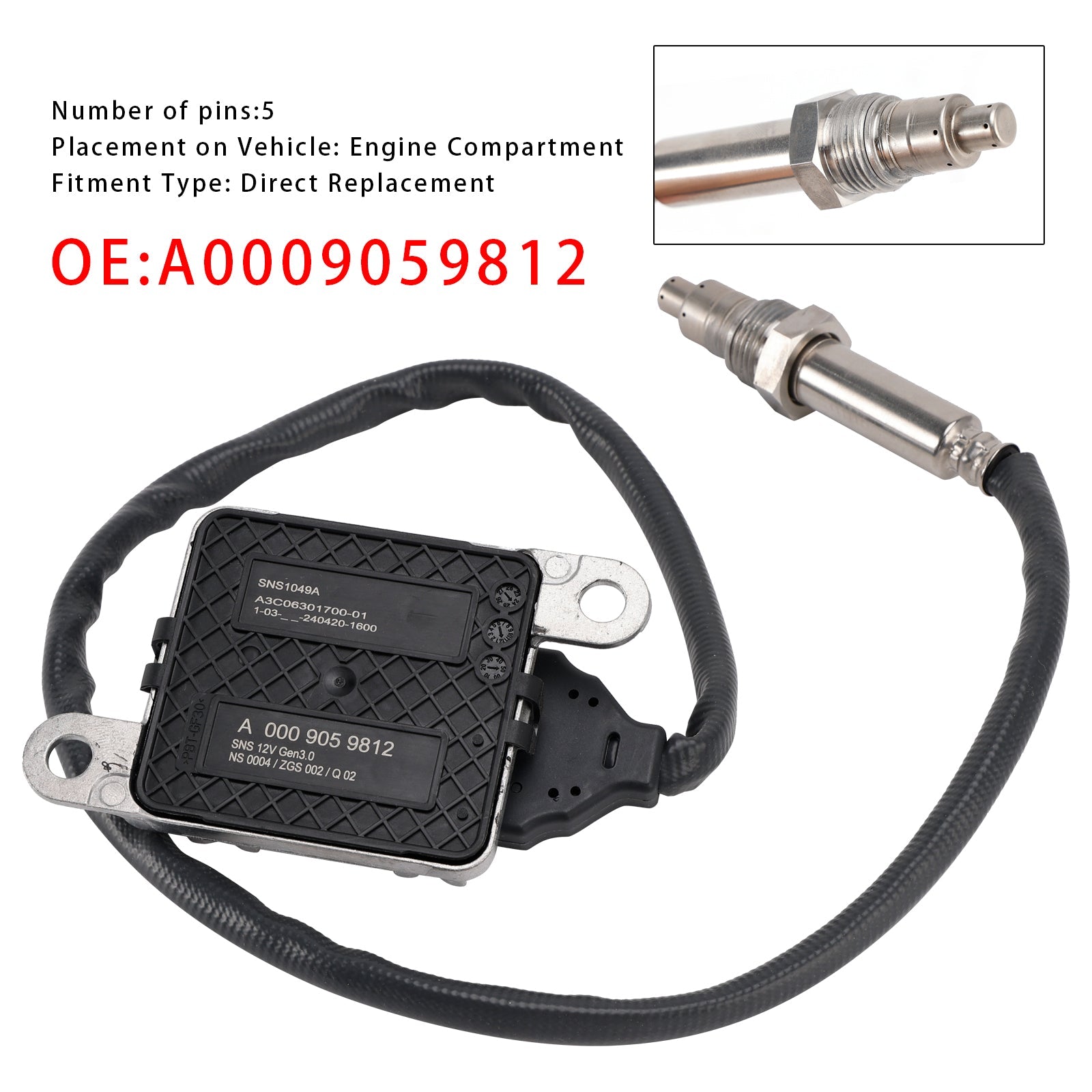 2018-2021 Mercedes-Benz Sprinter 3-T B910 2.1 Van Nox Nitrogen Oxide Sensor A0009059812