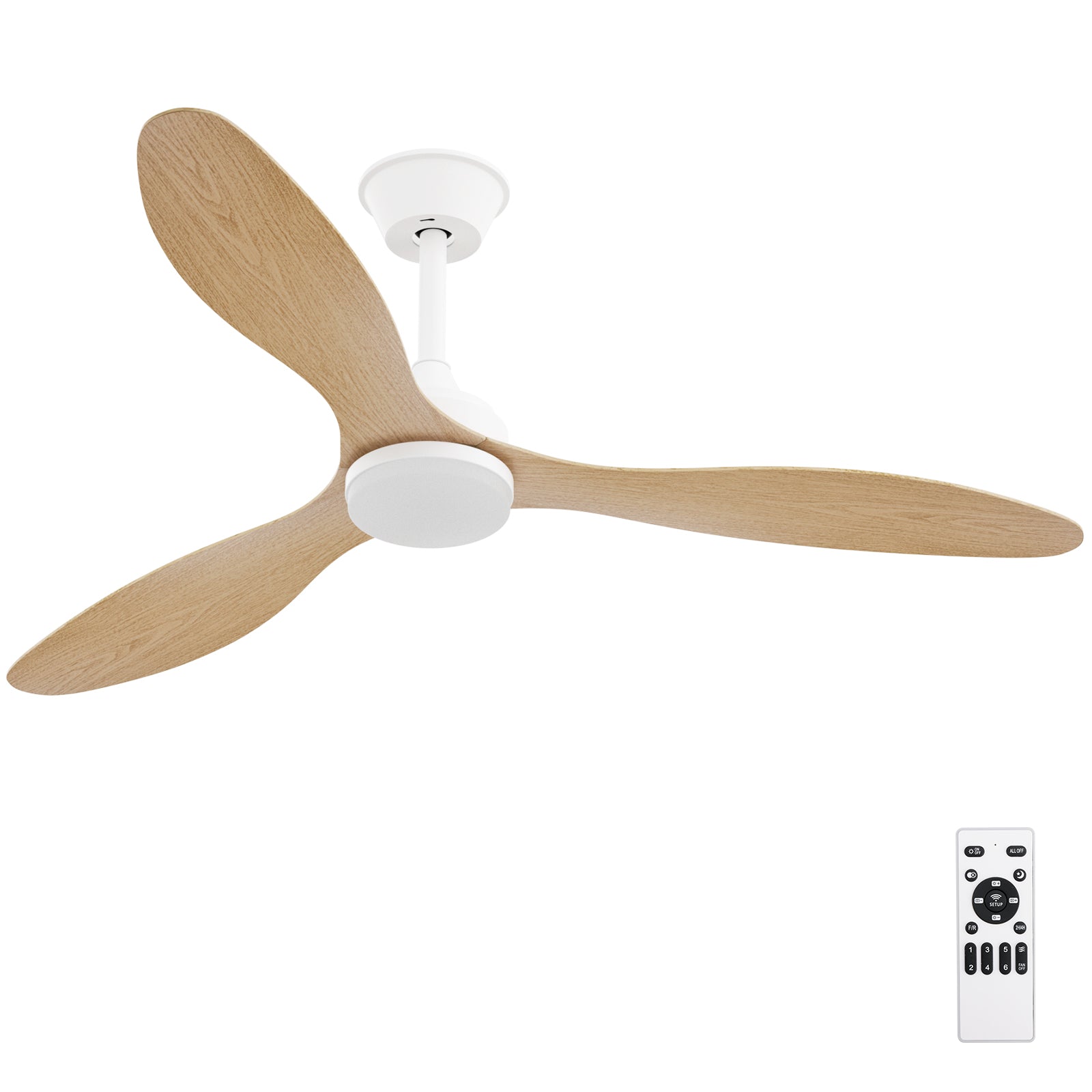Modern 52" Pendant Ceiling Fan with Light Remote Quiet 6 Speeds Black White