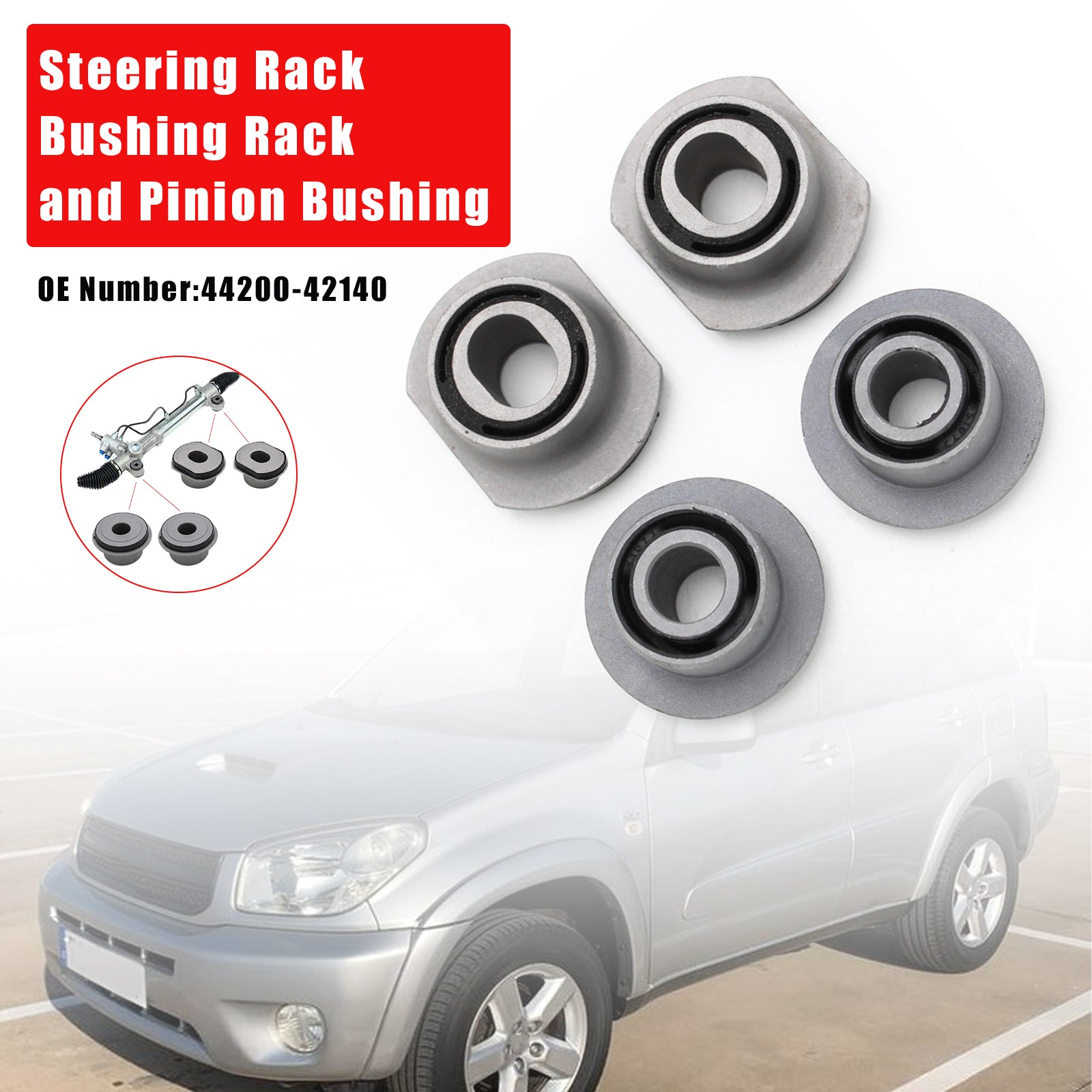 4 Pcs Steering Rack Bushing Rack and Pinion Bushing For Toyota RAV4 2004 2005
