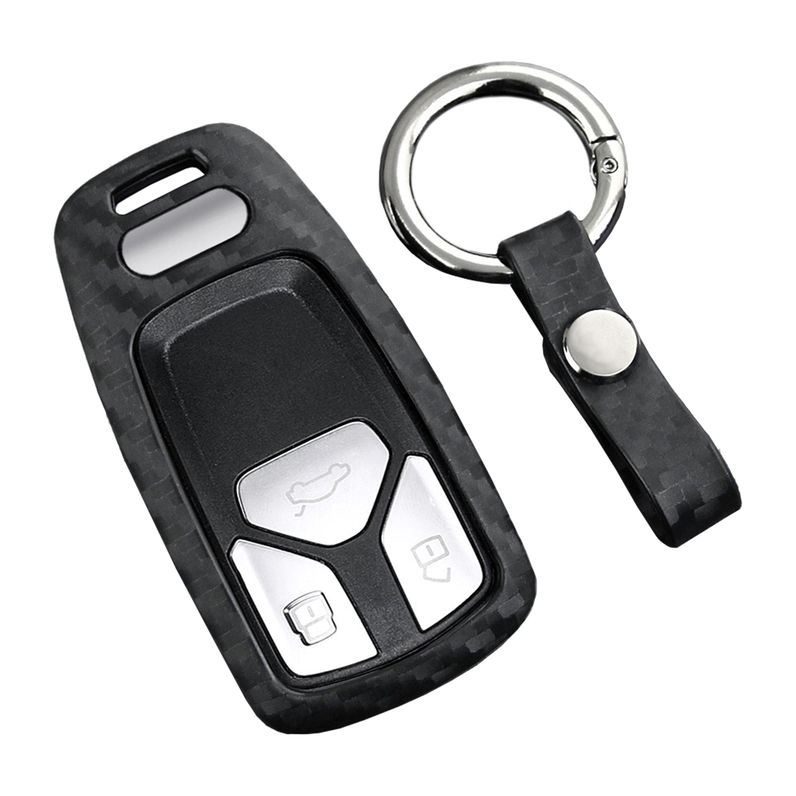 Leather Silicone Car Key Case Cover With Buckle For Audi