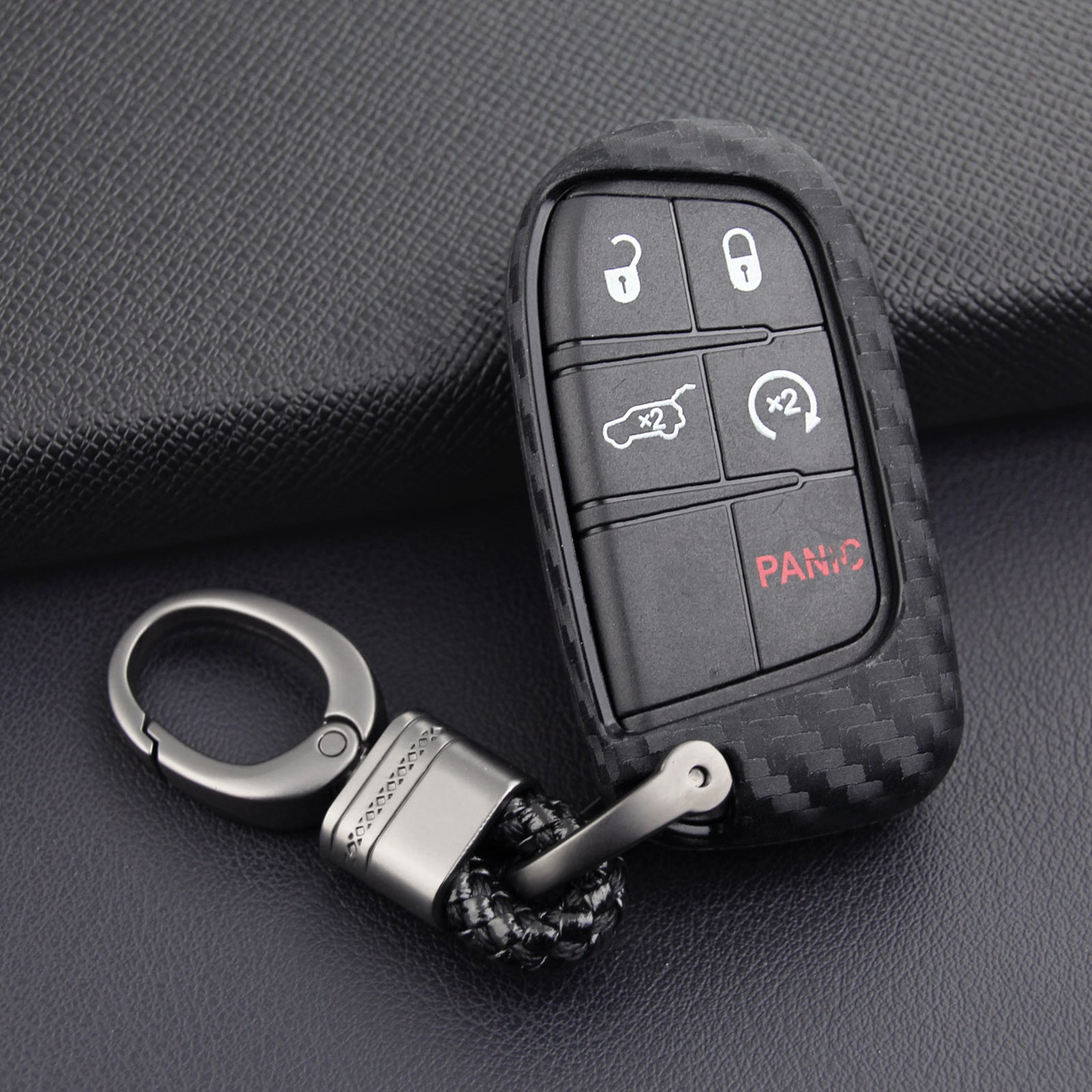 Leather Silicone Car Key Case Cover With Buckle For Jeep