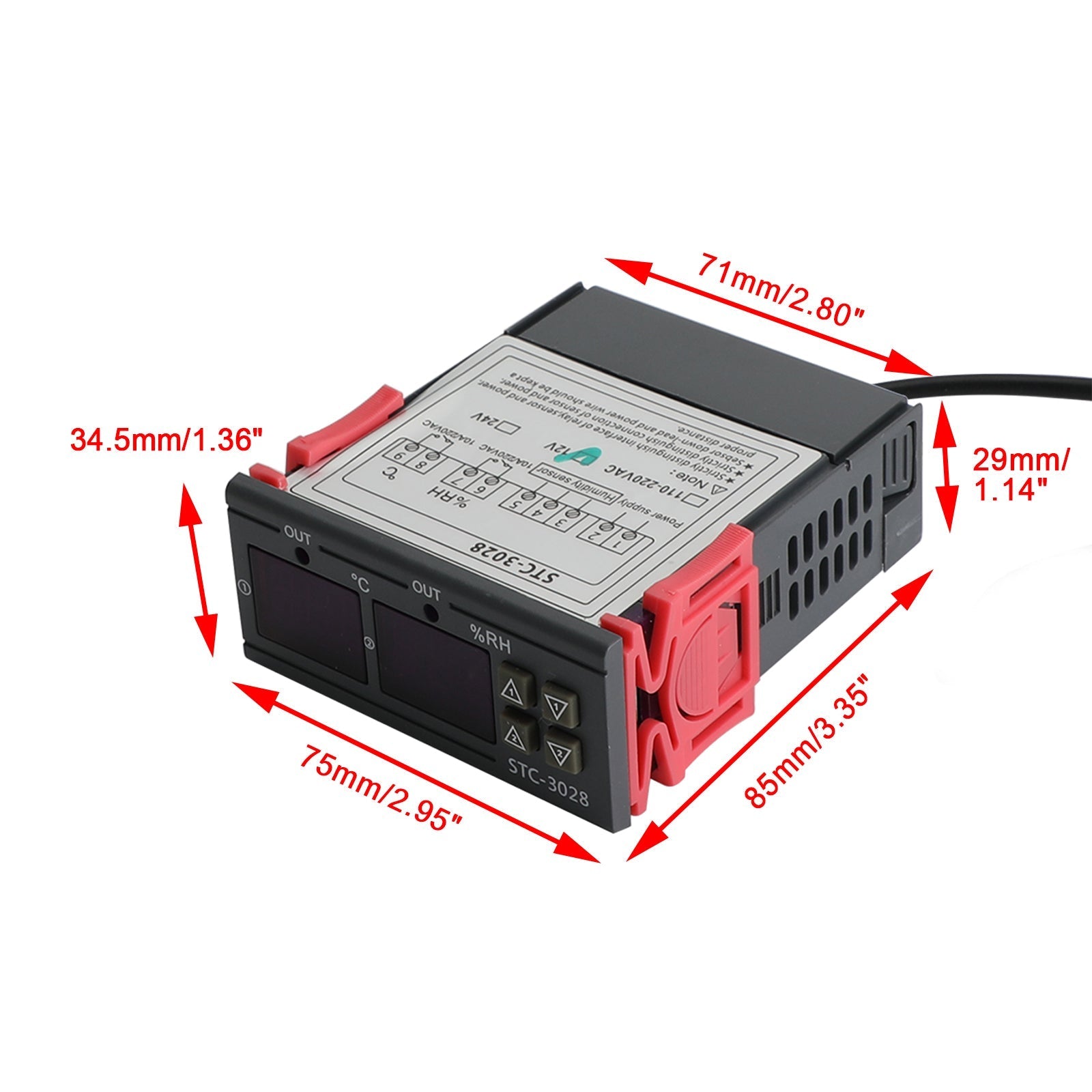STC-3028 Dual Display Digital Temperature Humidity Controller Thermostat+Probe