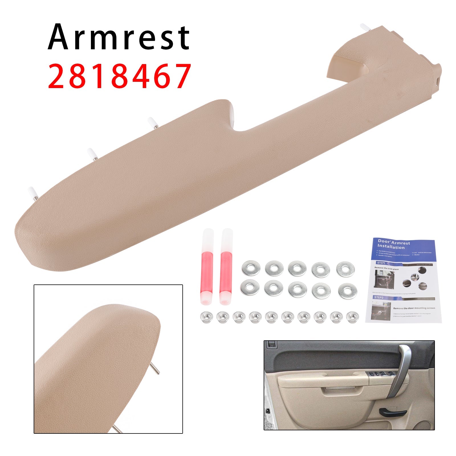 Front Left Armrest Repair Kit Fit For Chevy Silverado 1500 2500HD 3500HD 10-2014