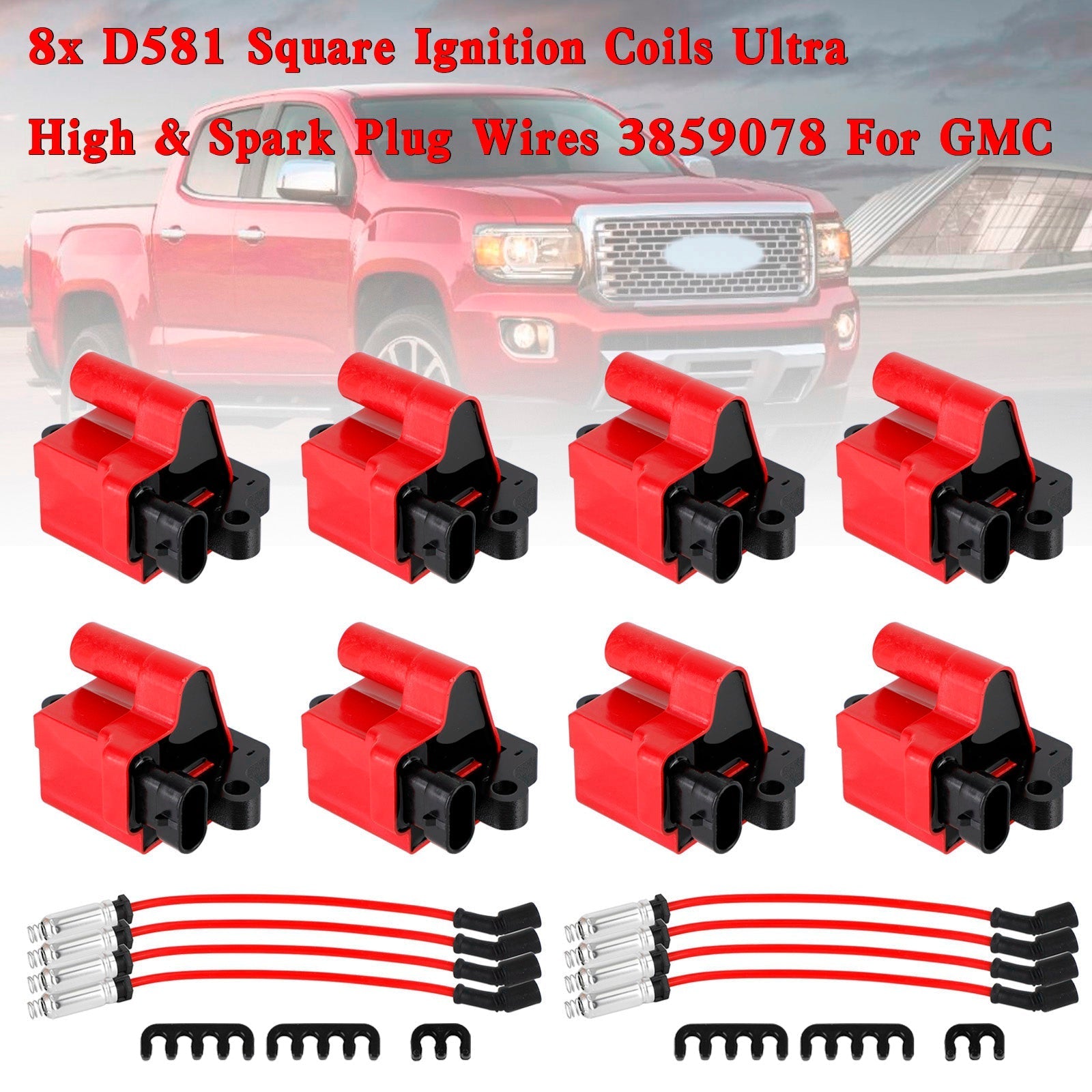 2003-2005 Chevr EXPRESS 2500 8x D581 Square Ignition Coils Ultra High & Spark Plug Wires 3859078