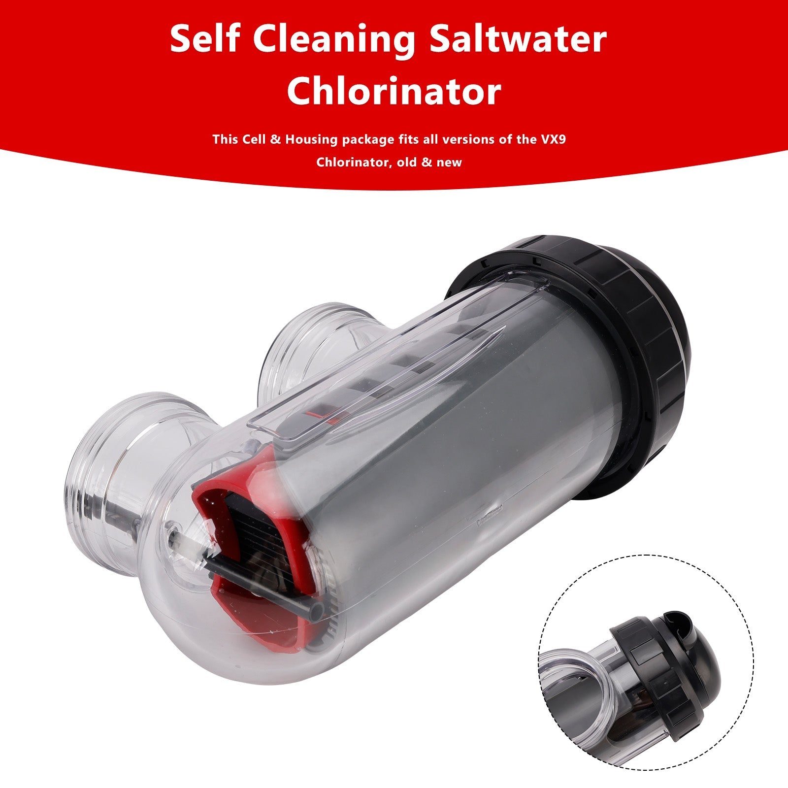Saltwater Chlorinator Replacement Cell with Cell Housing For Astral/Hurlcon VX9/E35