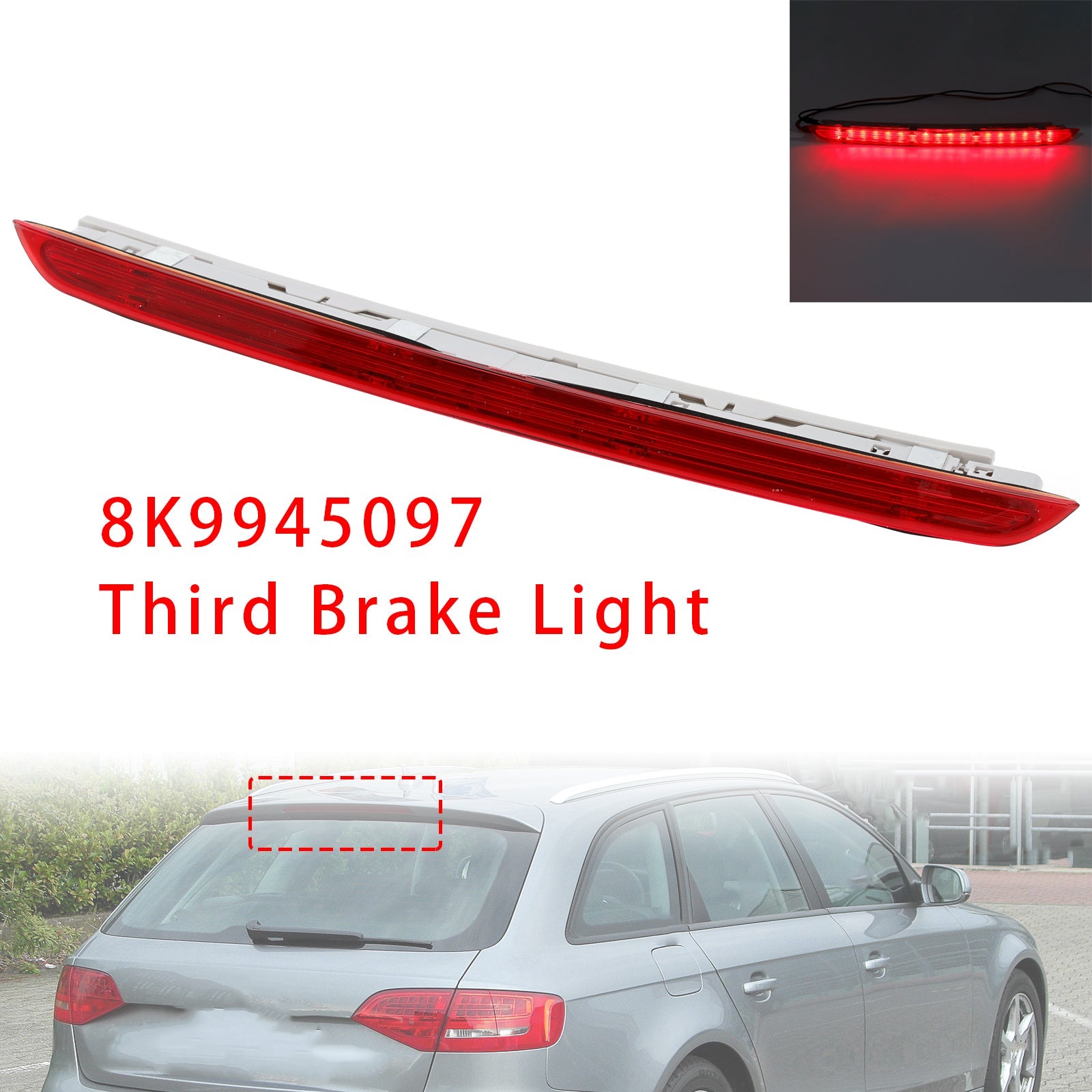 Rear Brake Light Third Stop Lamp Light 8K9945097 For Audi A4 RS4 B8 Avant Red