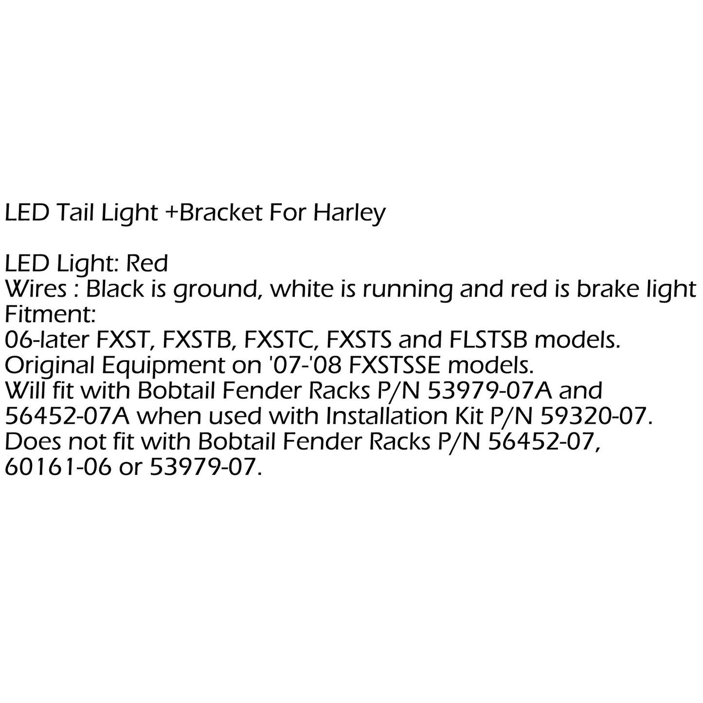 Softail FXST FXSTC FXSTB C Red Tri-Bar Fender LED Tail Light Bracket