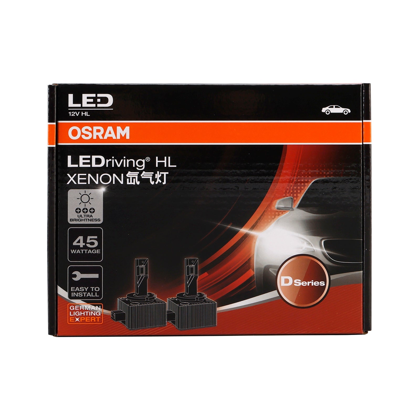 2PCS Car Light LED-HL D3S 166340CW 45W 6000K For OSRAM