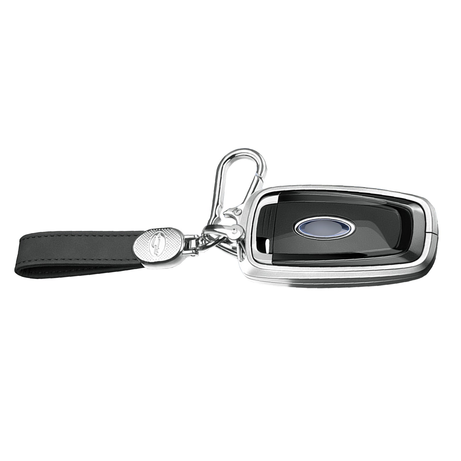 Aluminum Alloy TPU Silvery Car Key Case Cover With Buckle For Ford