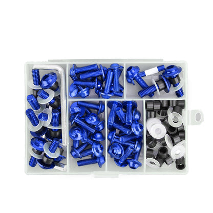 158Pcs Sportbike Windscreen Fairing Bolts Kit Fastener Clips Screws Blue