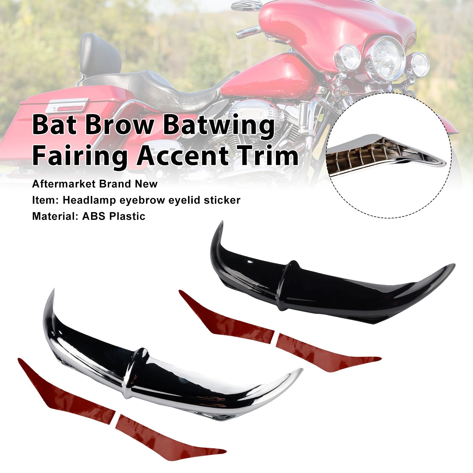 Bat Brow Batwing Fairing Accent Trim For Electra Street Glides Trikes 96-13