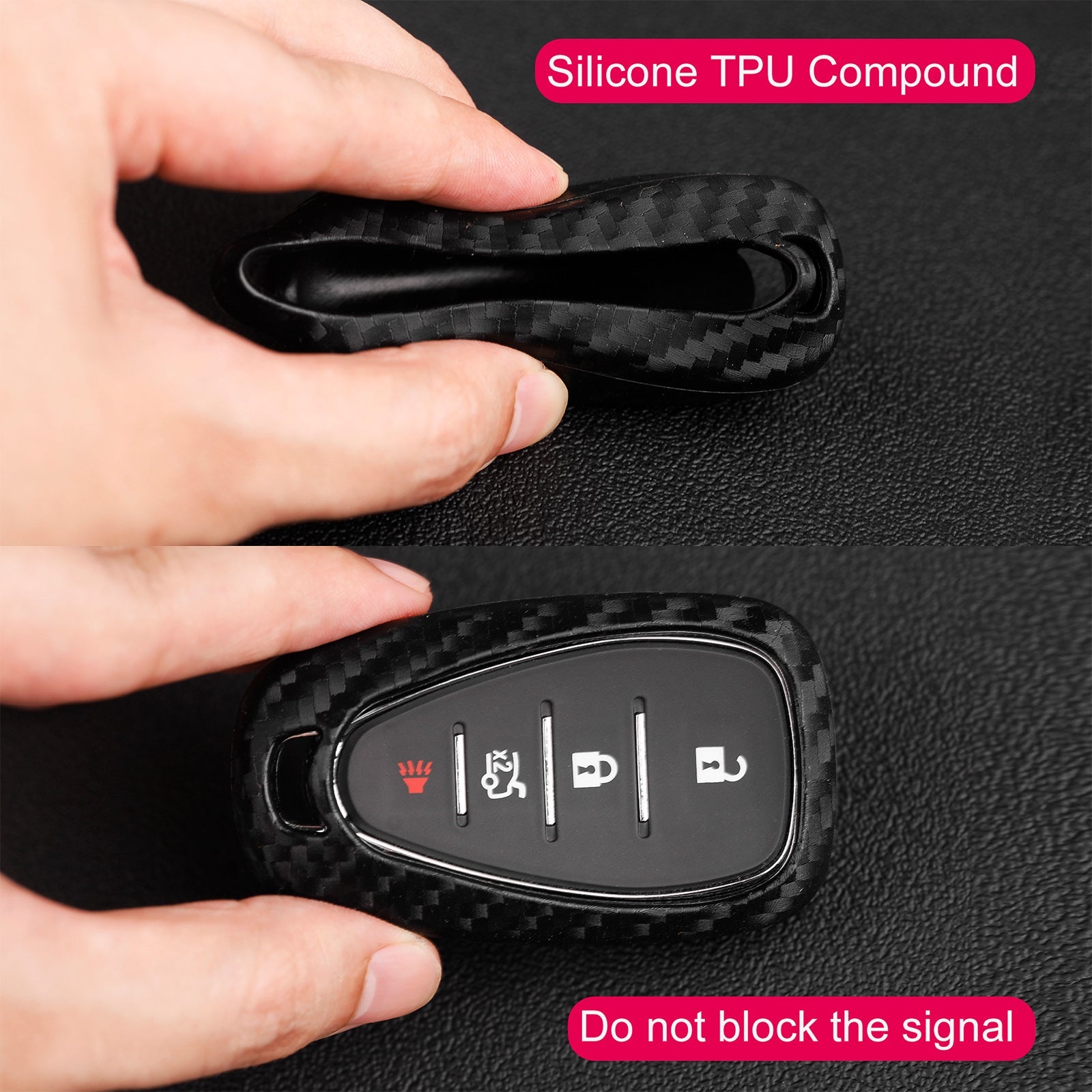 Leather Silicone Car Key Case Cover With Buckle For Chevrolet