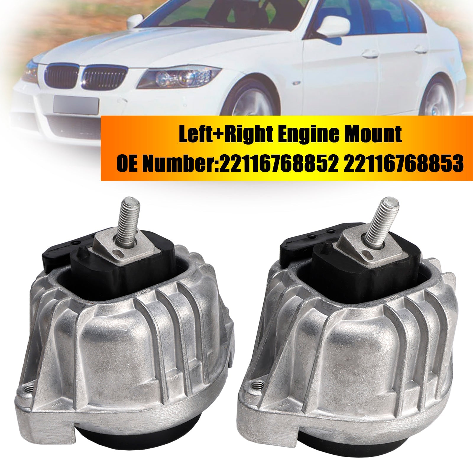 09.2005-10.2011 BMW 3 (E90) 316 i 85 115 1596 Saloon 2x Left+Right Engine Mount 22116768852 22116768853