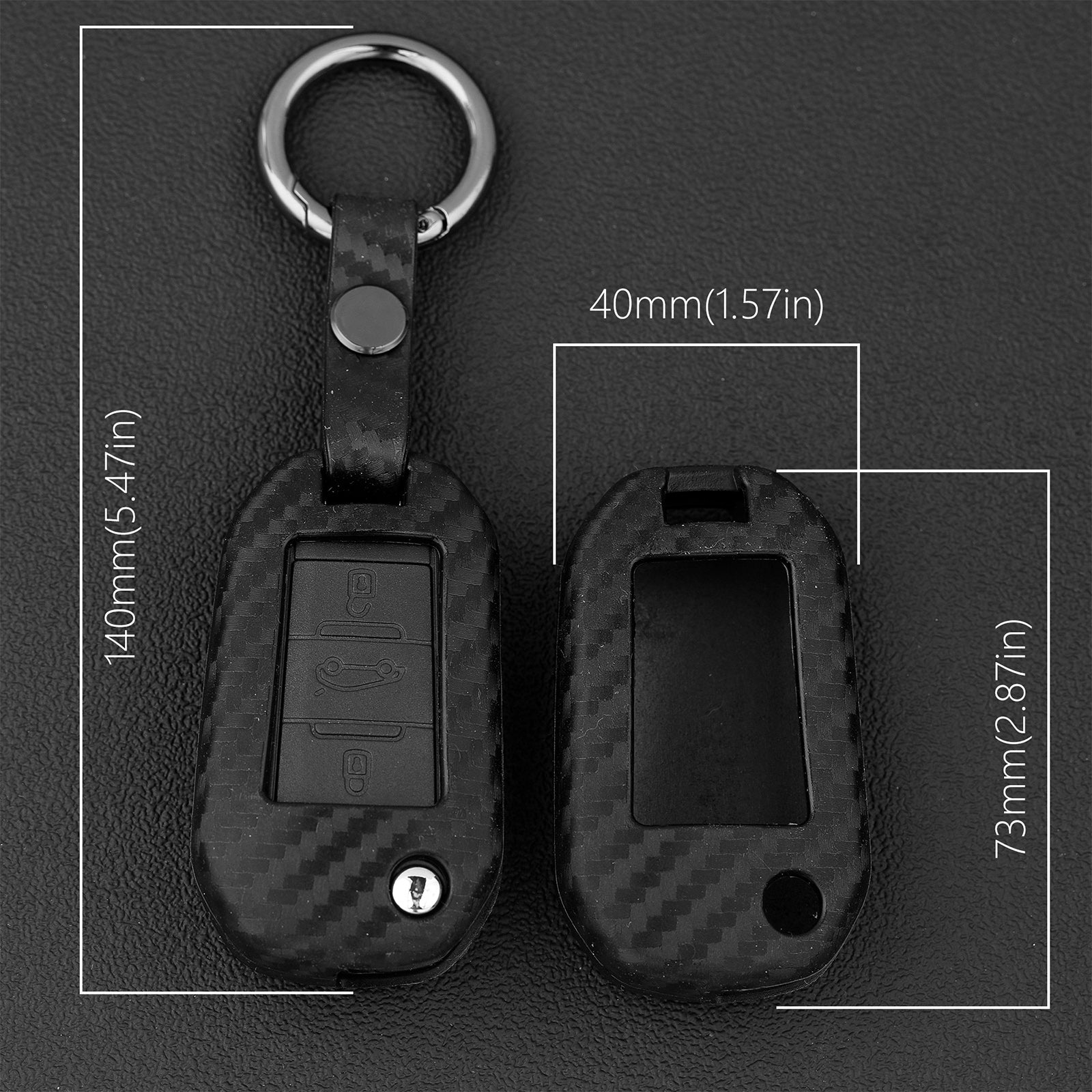 Leather Silicone Car Key Case Cover With Buckle For Peugeot