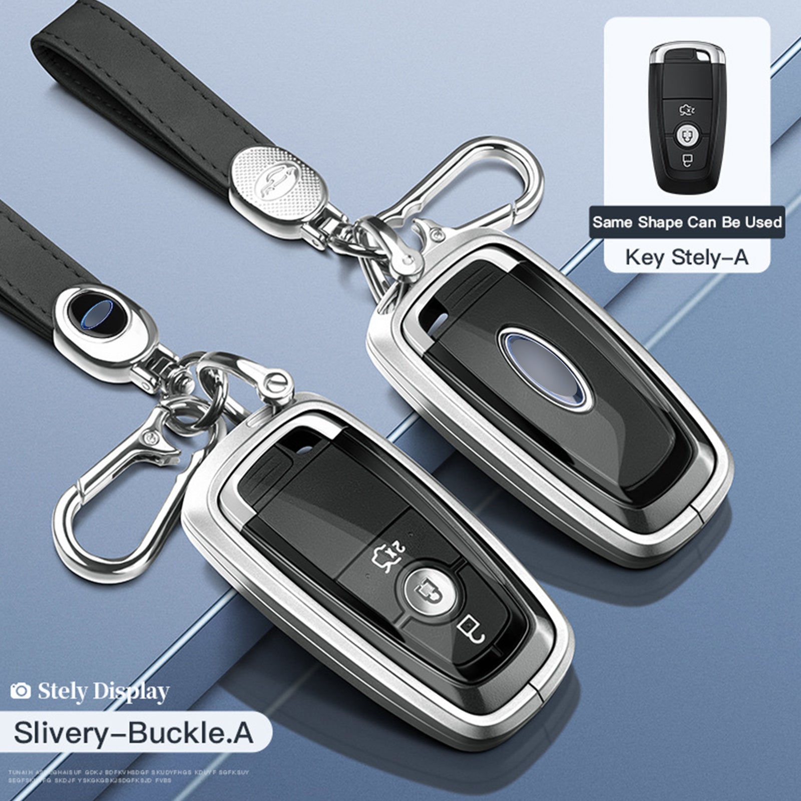 Aluminum Alloy TPU Silvery Car Key Case Cover With Buckle For Ford