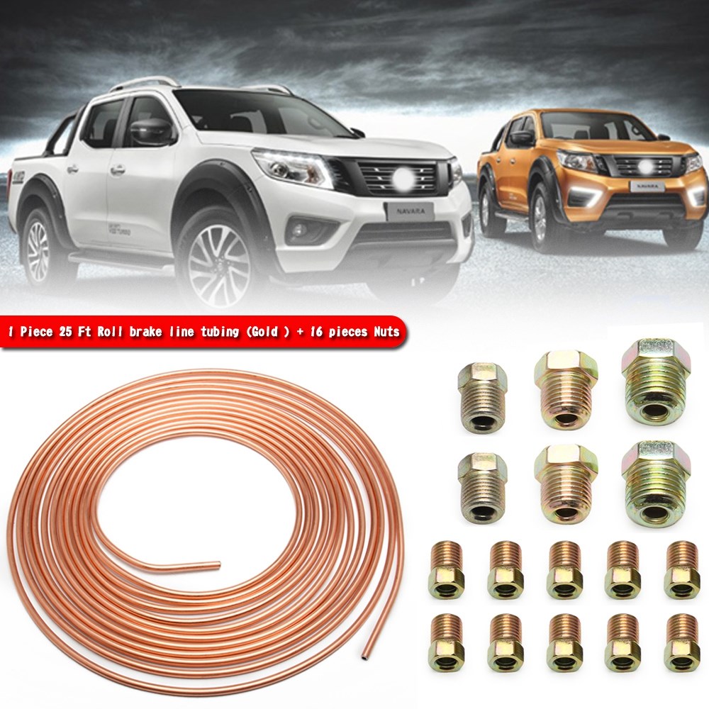 Copper Brake Line Tubing Kit 3/16 OD 25 Foot Coil Roll All Size Fittings