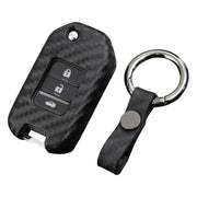 Leather Silicone Car Key Case Cover With Buckle For Honda Accord