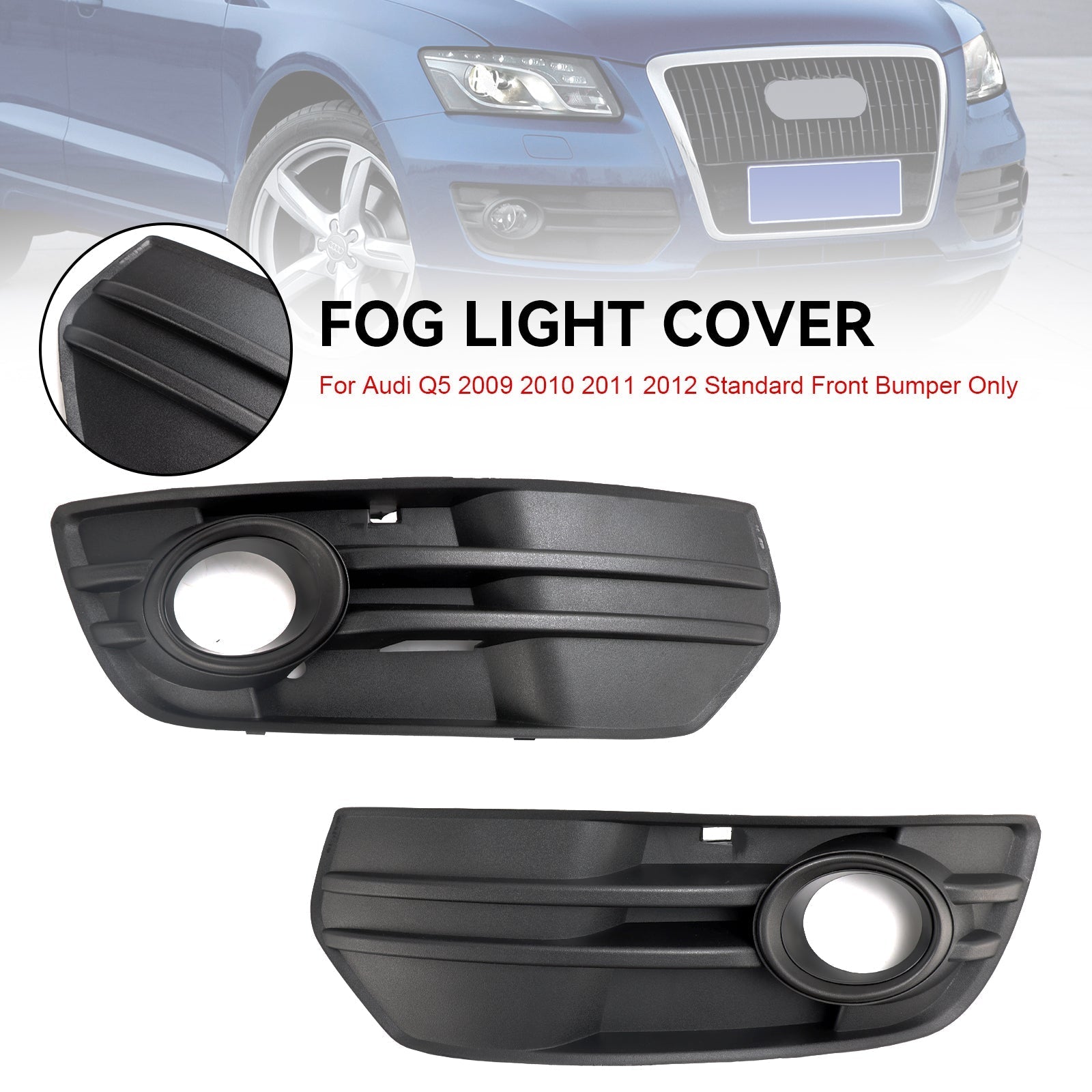 2009-2012 Audi Q5 2PCS Front Bumper Grill Fog Light Lamp Covers Trim Generic